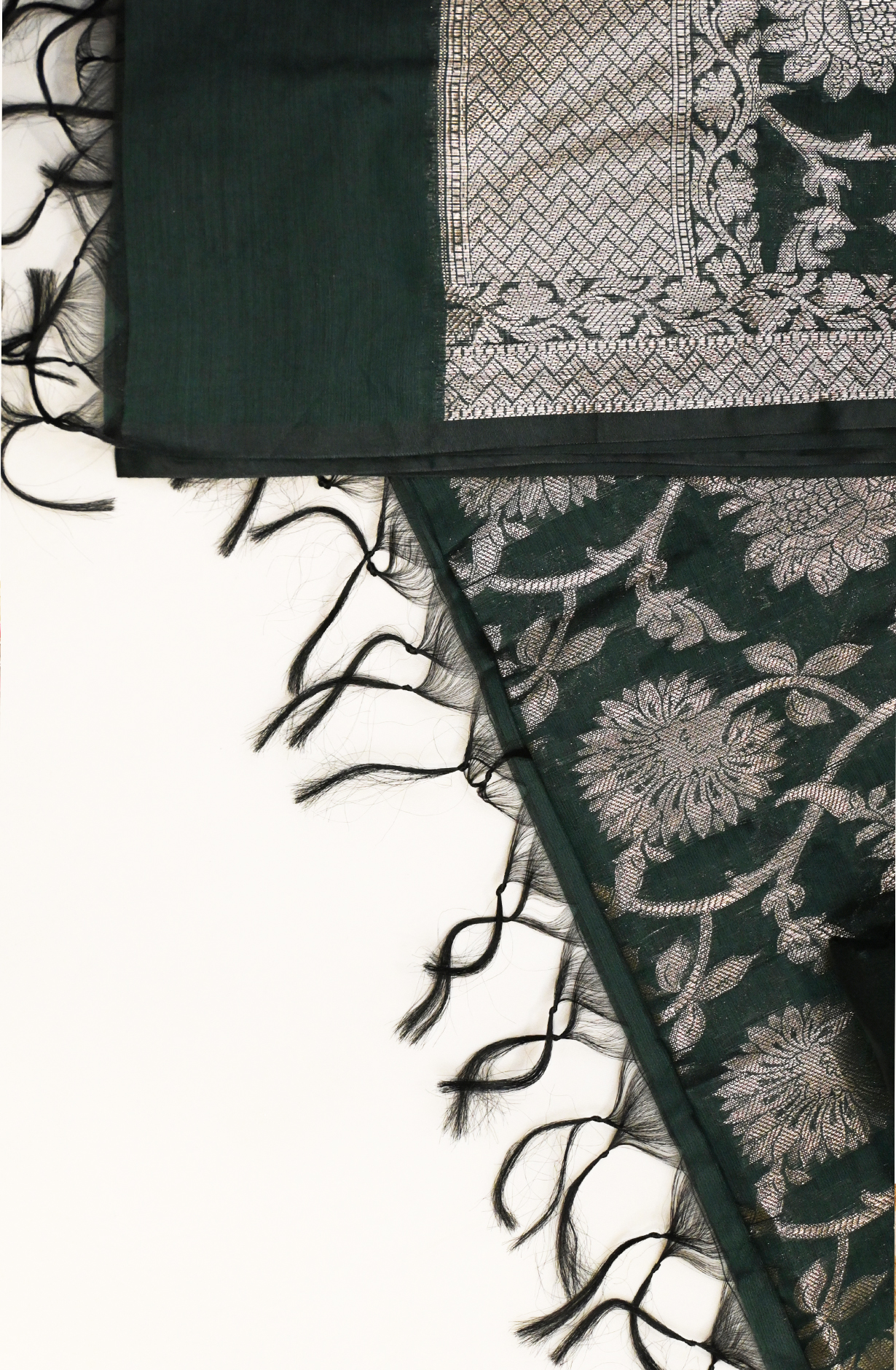 Bottle Green Banarsi Suit Set with Dupatta - 1021-NMRNCK-1G