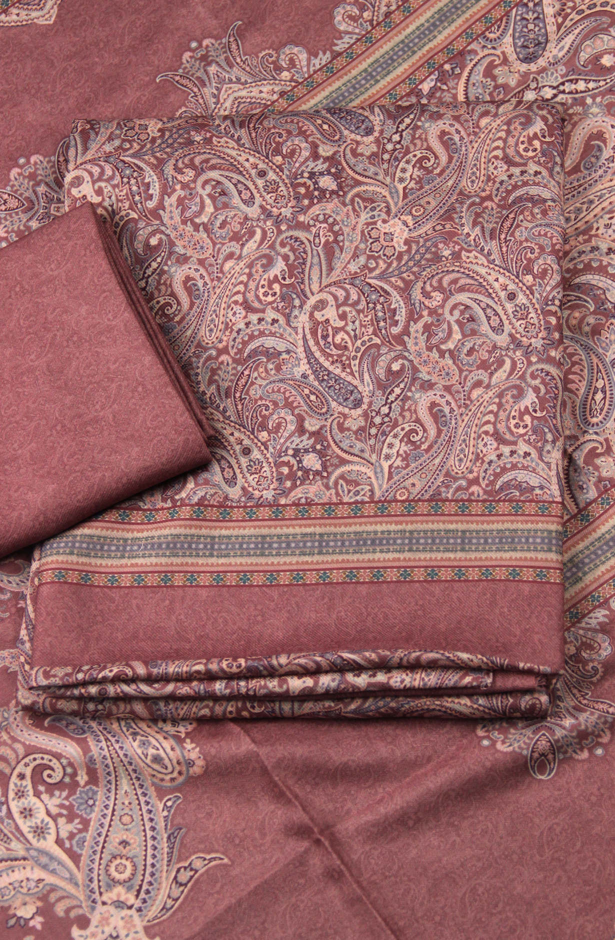 Mauve Printed Spun Salwaar Suit with Shawl- ZAA1603B