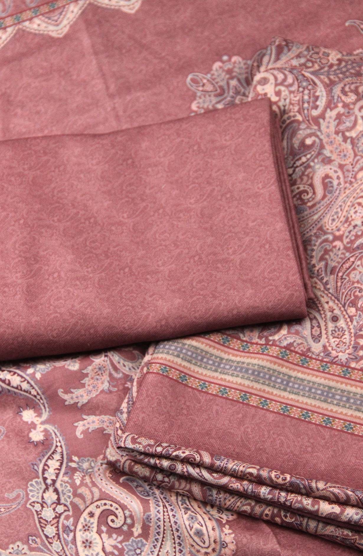 Mauve Printed Spun Salwaar Suit with Shawl- ZAA1603B