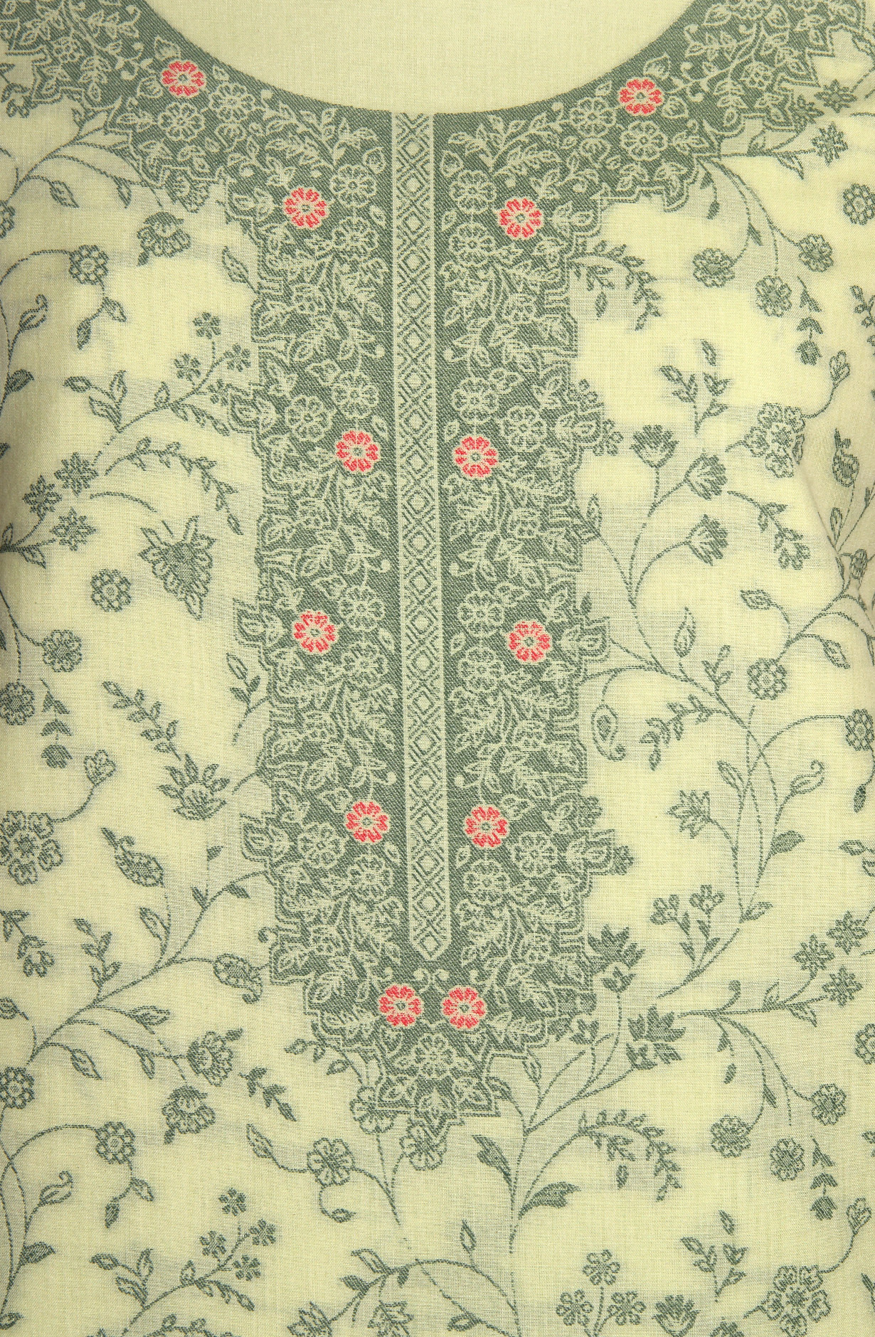 Parrot Green Cotton Jacquard Unstitched Salwar Suit Dupatta - 1000-8015