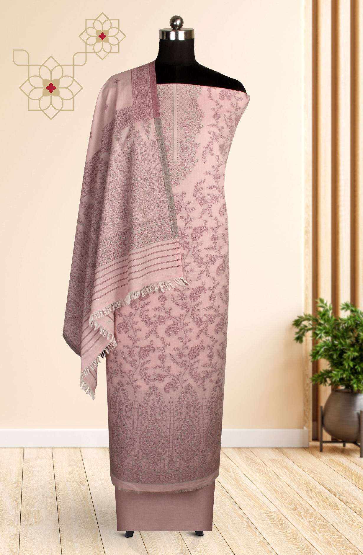 Lavender Cotton Jacquard Unstitched Salwar Kameez Dupatta - 1000-8017
