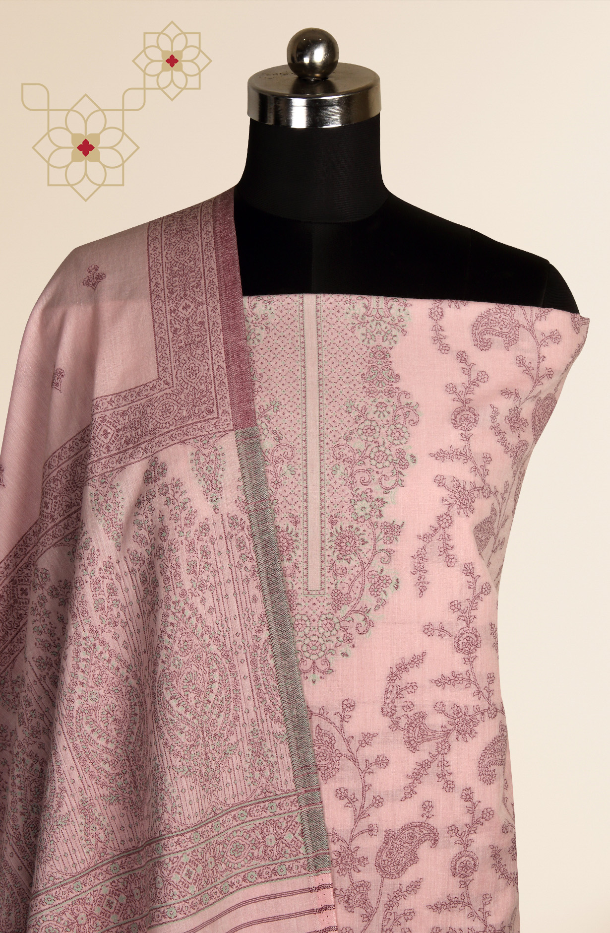 Lavender Cotton Jacquard Unstitched Salwar Kameez Dupatta - 1000-8017