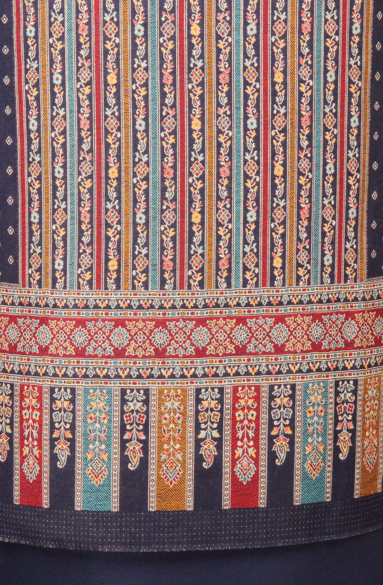 Blue Pashmina Winter Wear Unstitched Salwar Suit with Stole Dupatta - 1000-8031A