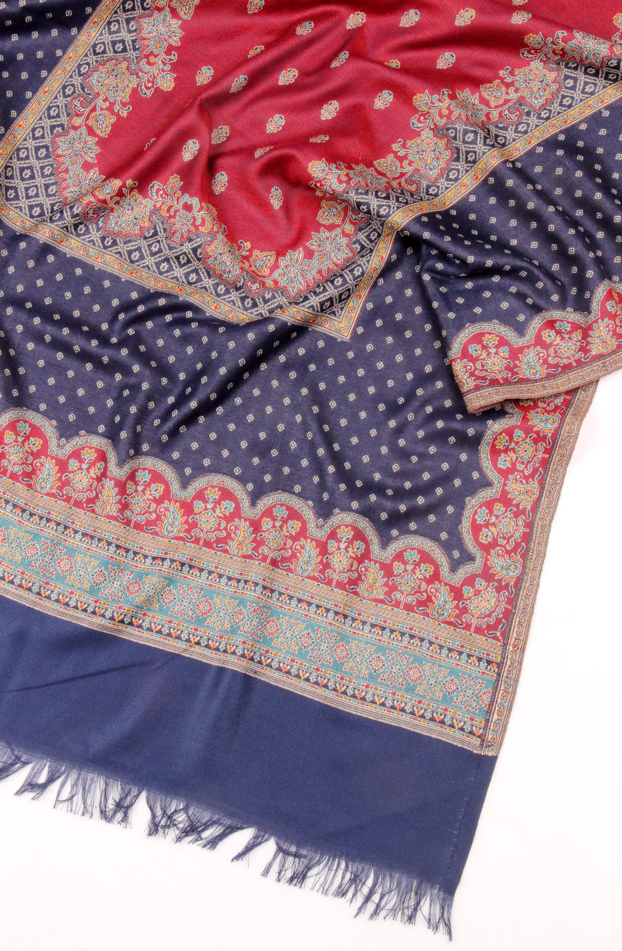 Blue Pashmina Winter Wear Unstitched Salwar Suit with Stole Dupatta - 1000-8031A