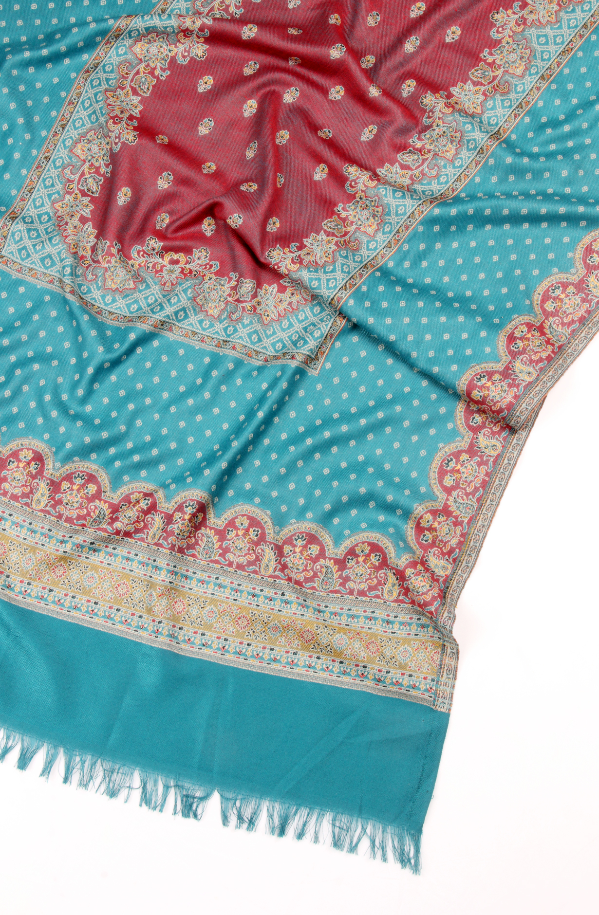 Firozi Pashmina Winter Wear Unstitched Salwar Suit with Stole Dupatta - 1000-8031B