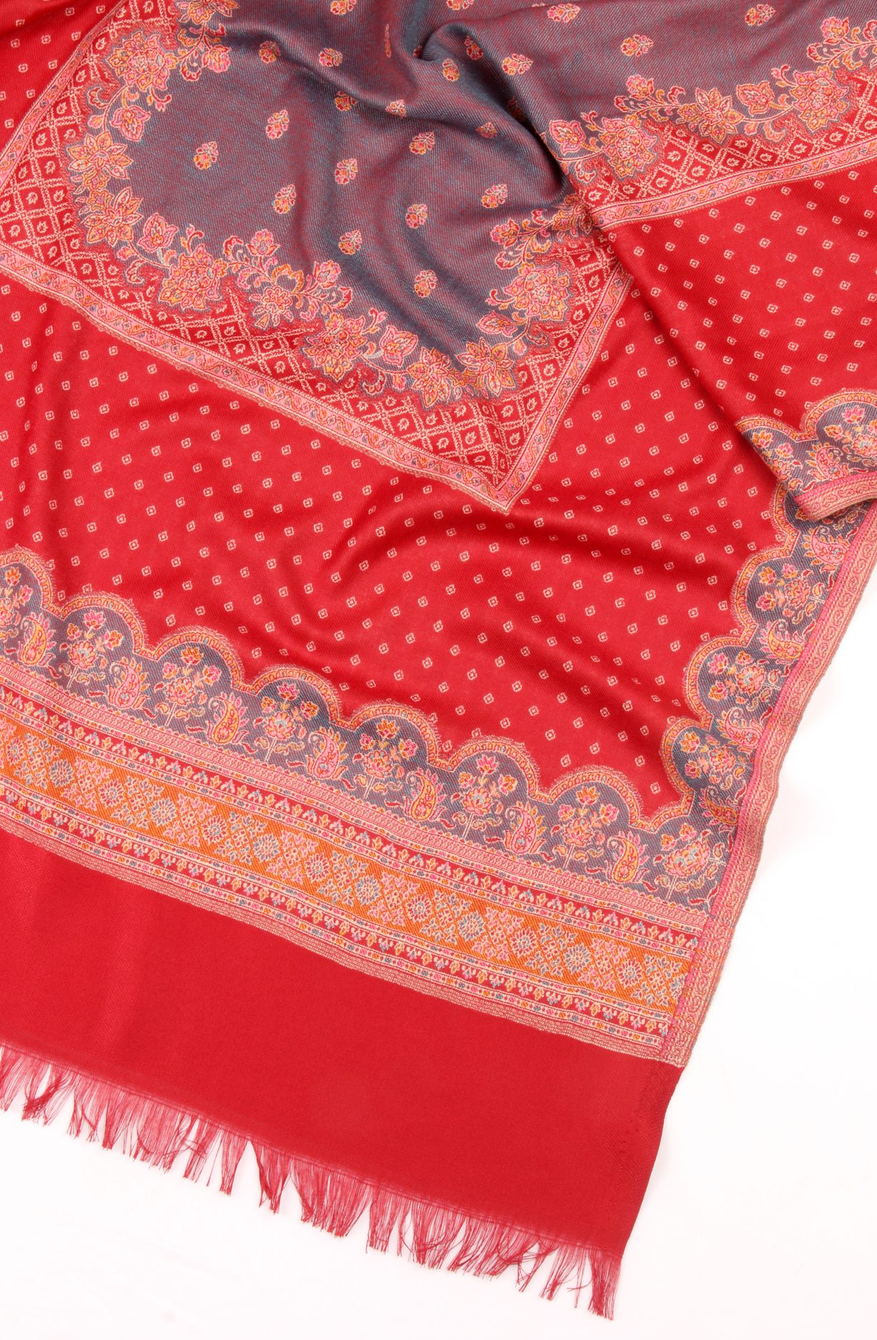 Maroon Pashmina Winter Wear Unstitched Salwar Suit with Stole Dupatta - 1000-8031C