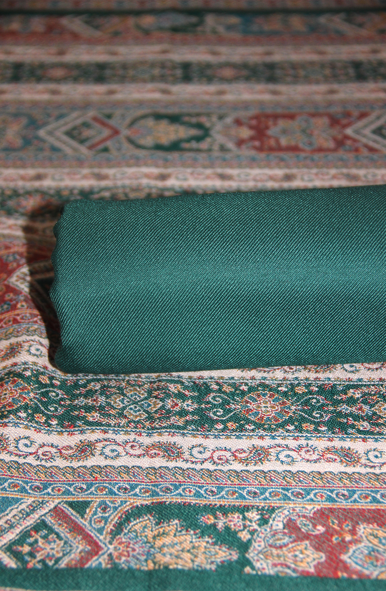 Bottle Green Pure Pashmina Suit - Set with Beautiful Pashmina Shawl- 1000-8051