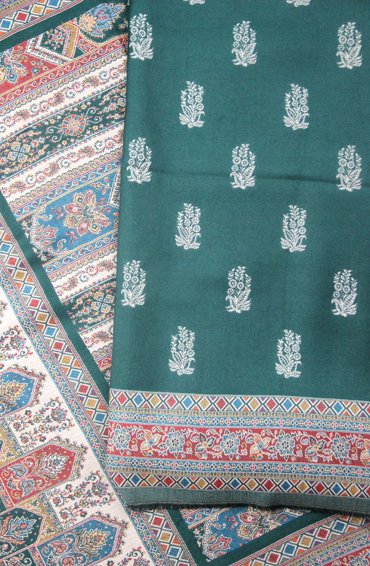 Bottle Green Pure Pashmina Suit - Set with Beautiful Pashmina Shawl- 1000-8051