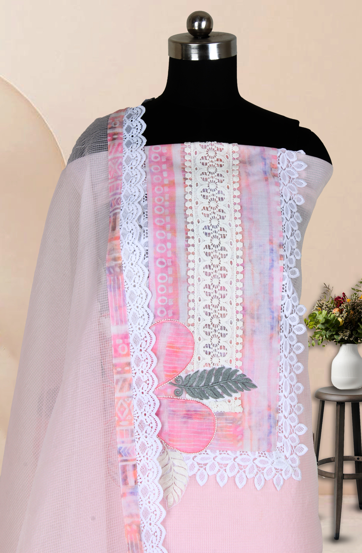 Baby Pink Kota Embroidered Salwar Kameez with Beautiful Dupatta - 1001-JHU1309