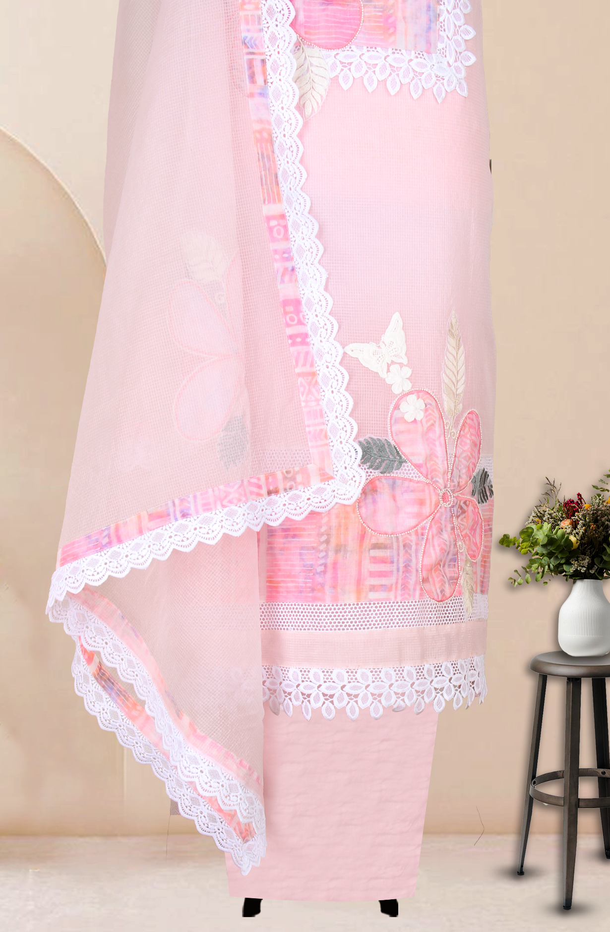 Baby Pink Kota Embroidered Salwar Kameez with Beautiful Dupatta - 1001-JHU1309