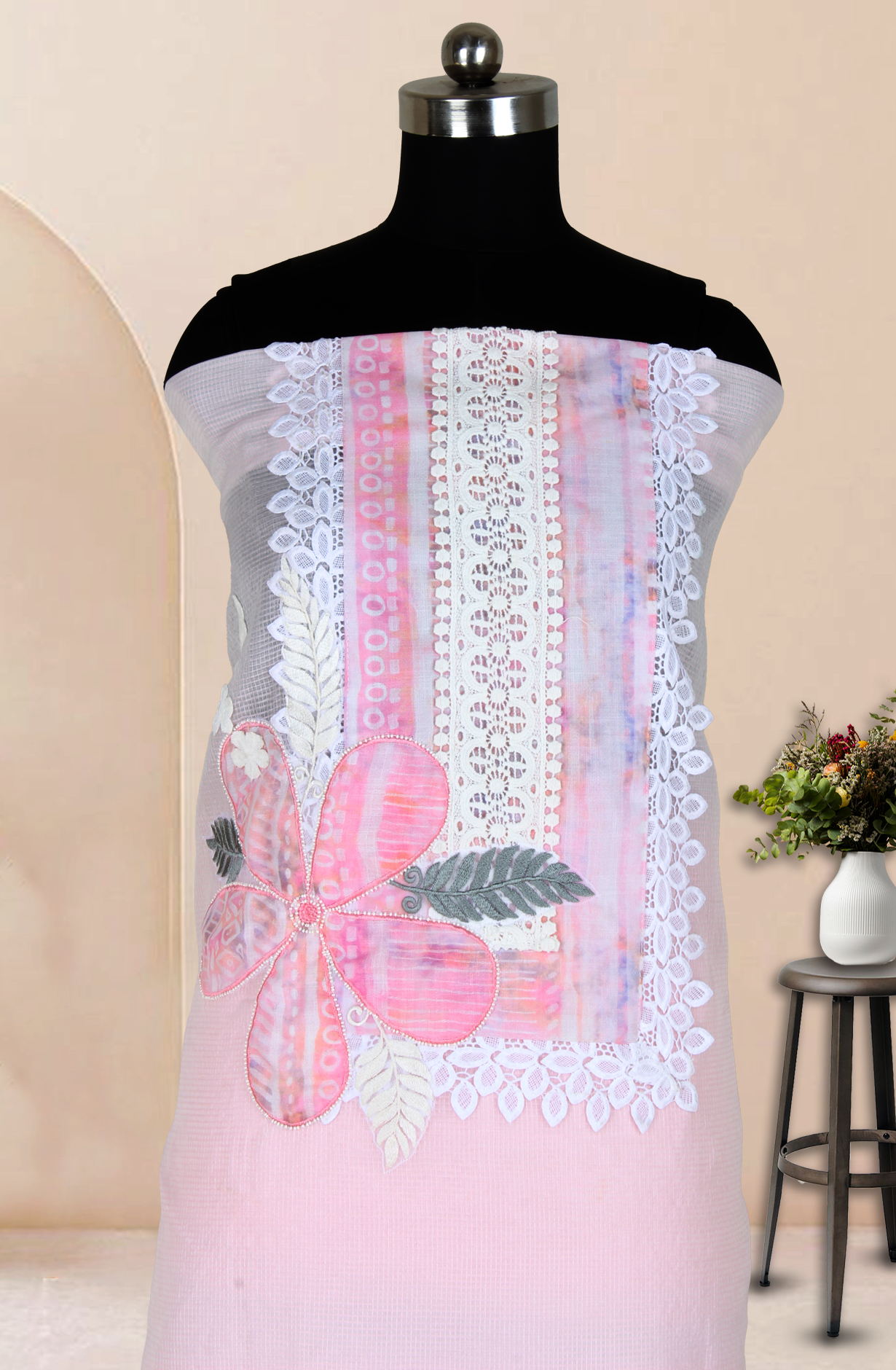 Baby Pink Kota Embroidered Salwar Kameez with Beautiful Dupatta - 1001-JHU1309