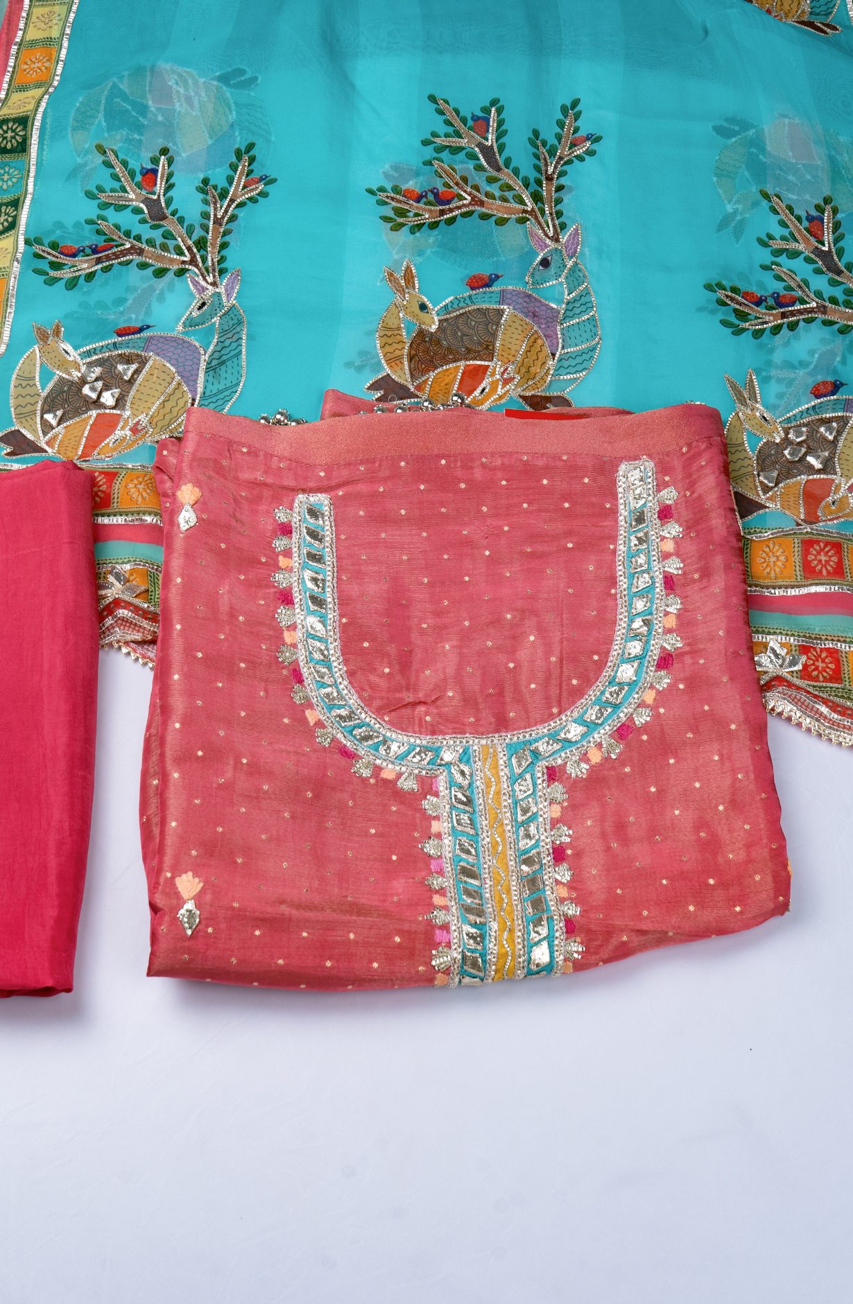 Pink Shimmer Gota Pati Beautiful Organza Dupatta - 1001-JSG168B