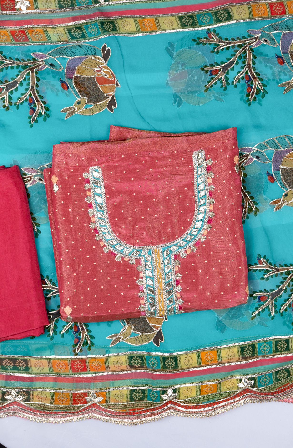 Pink Shimmer Gota Pati Beautiful Organza Dupatta - 1001-JSG168B