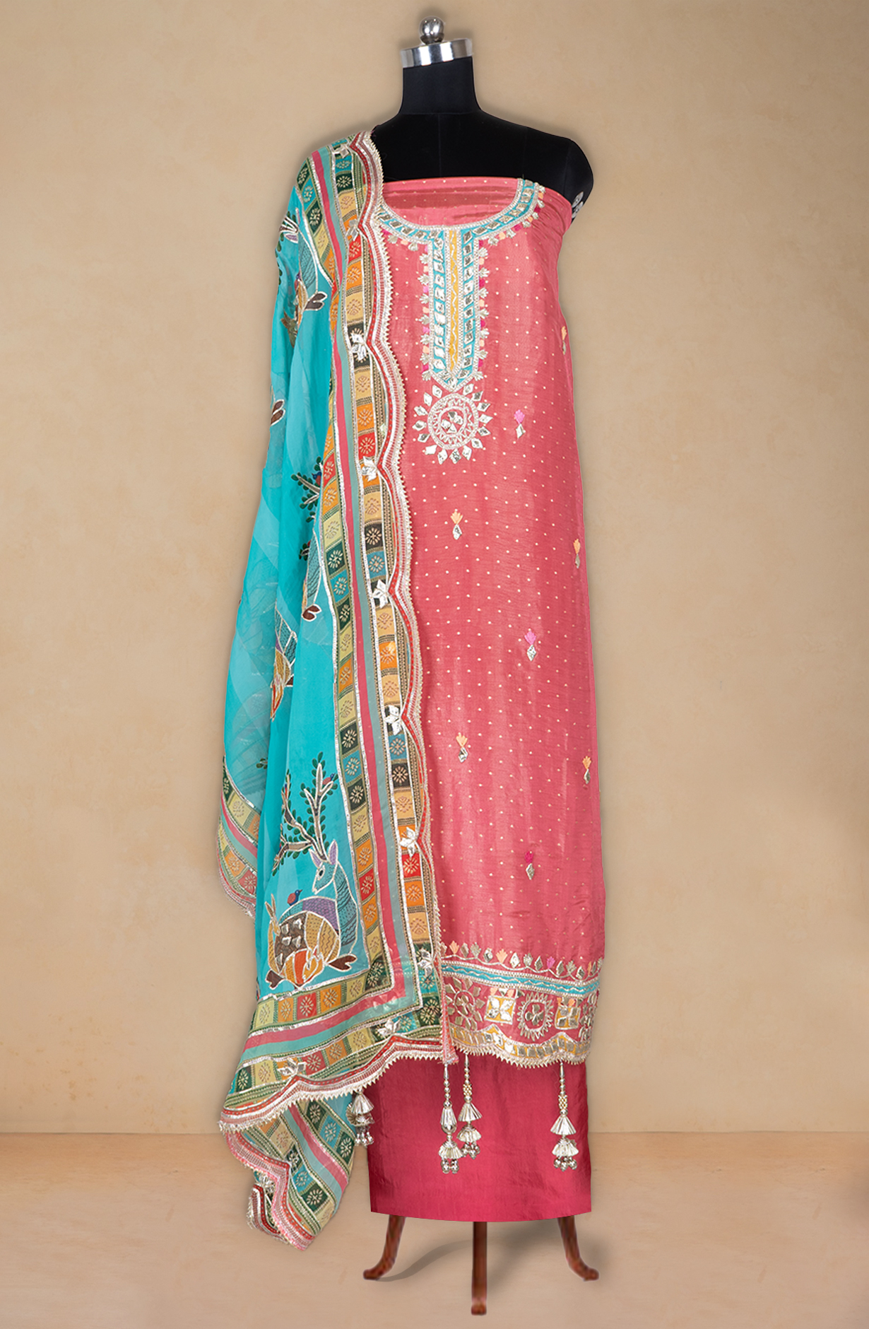 Pink Shimmer Gota Pati Beautiful Organza Dupatta - 1001-JSG168B