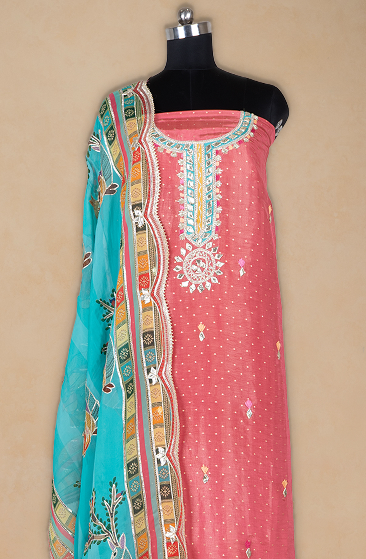 Pink Shimmer Gota Pati Beautiful Organza Dupatta - 1001-JSG168B