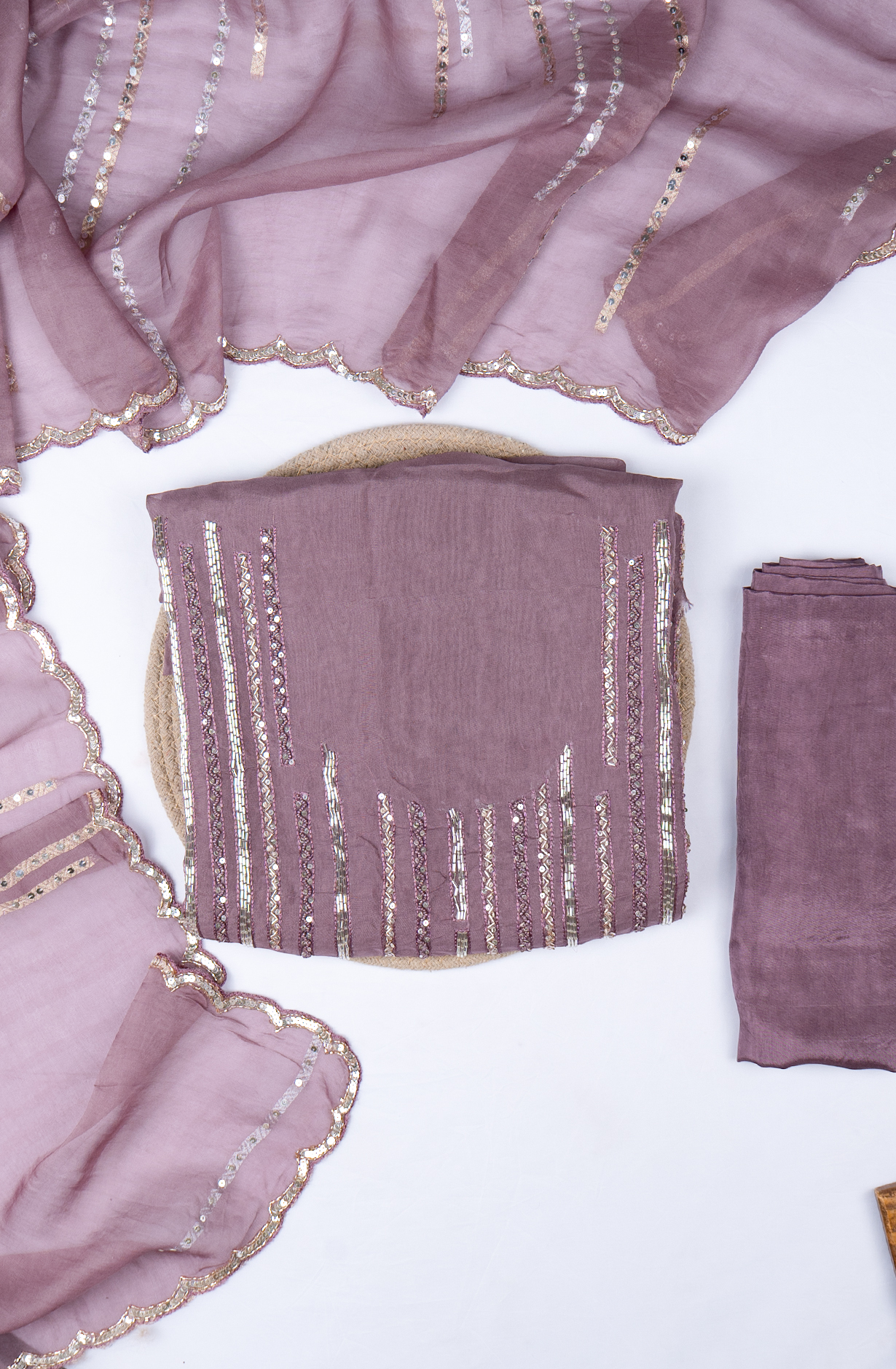 Mauve Organza Suit with Organza Dupatta - 1001-NAAZ627A