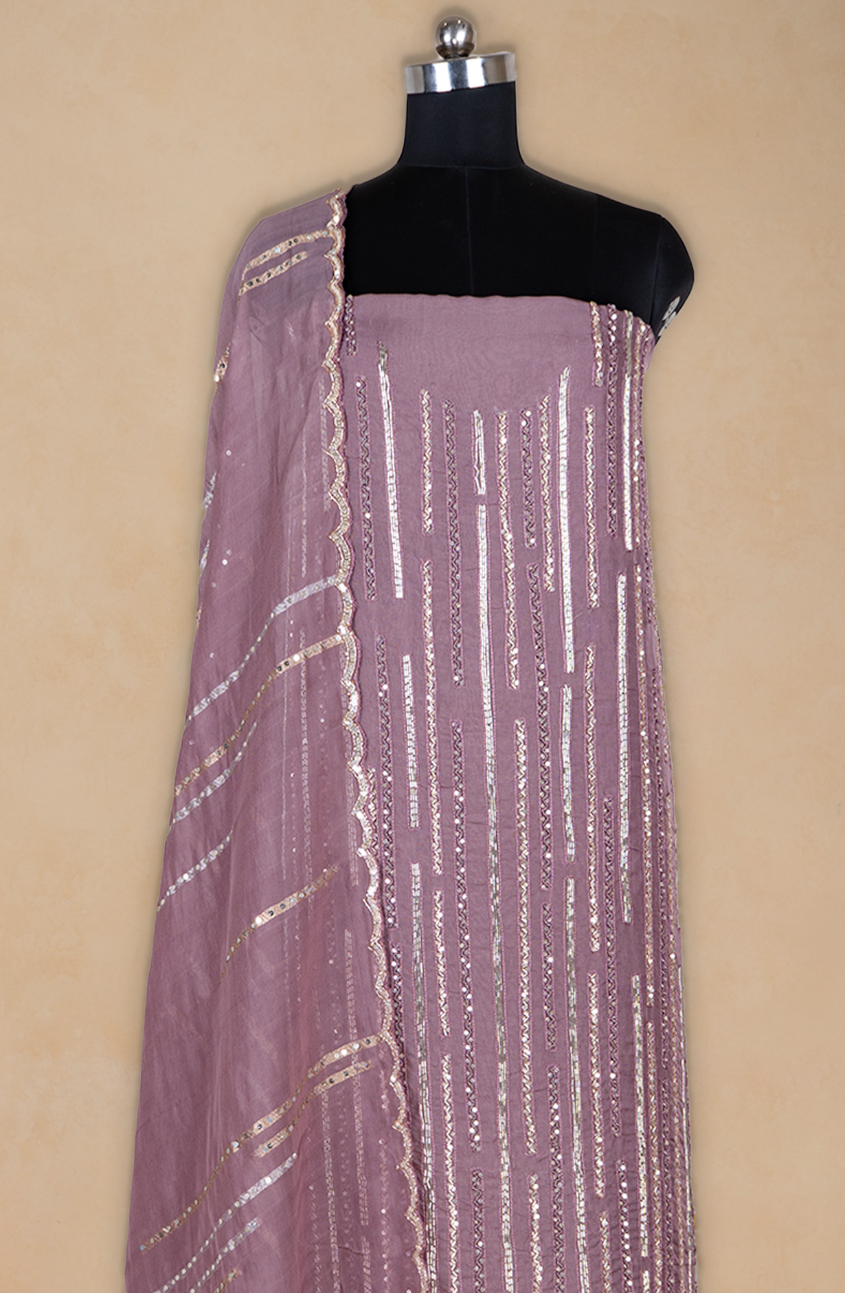 Mauve Organza Suit with Organza Dupatta - 1001-NAAZ627A