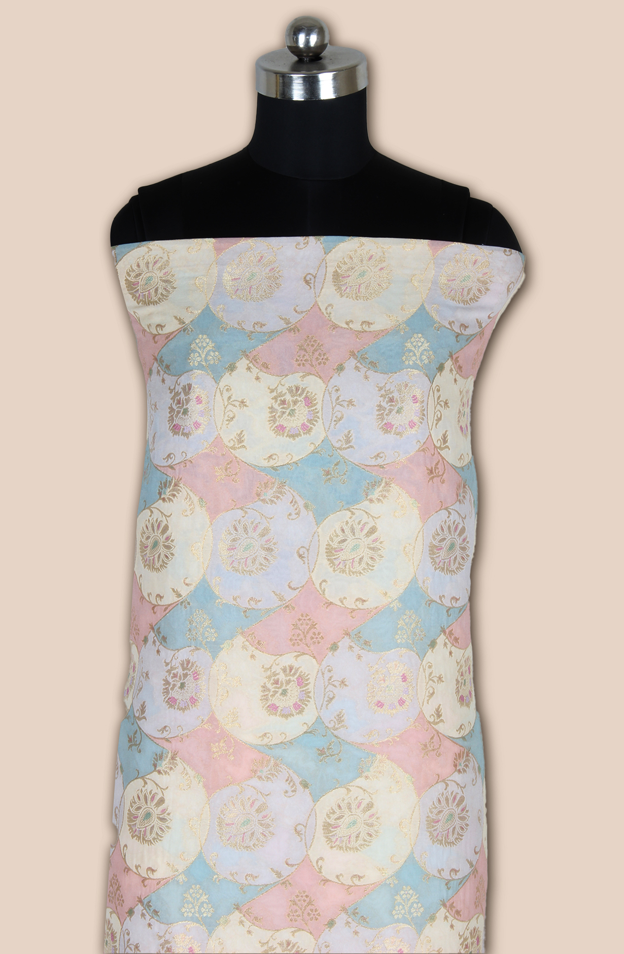 Cream Beautiful Georgette Zari Brocade Work Unstitched Salwar Kameez - 1002-GGT11404A