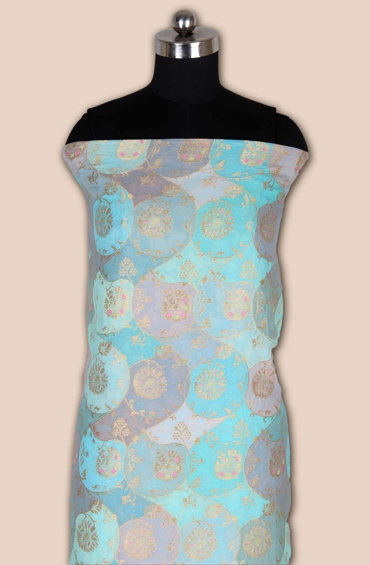 Sea Green Beautiful Georgette Zari Brocade Work Unstitched Salwar Kameez - 1002-GGT11404