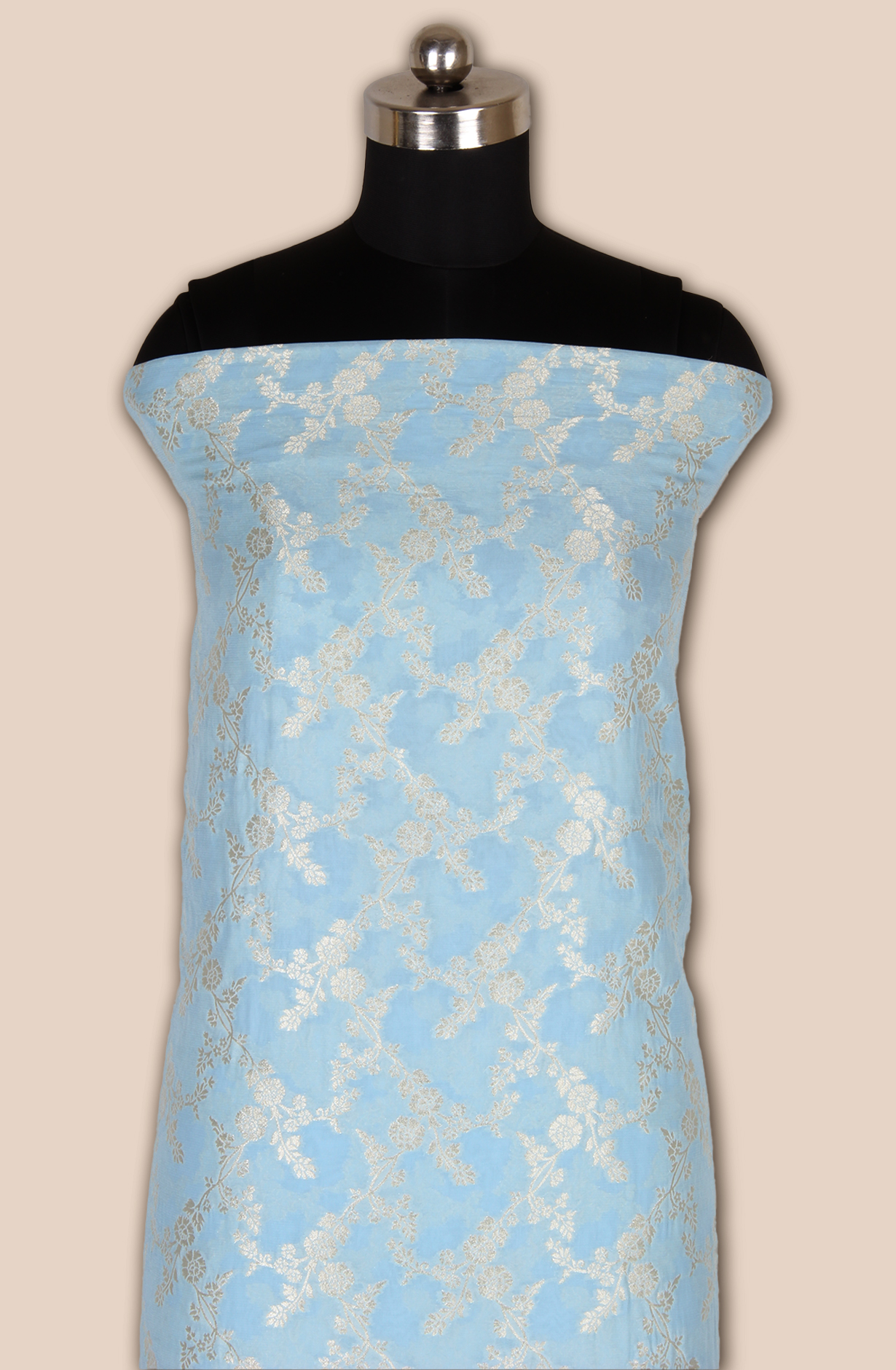 Pastel Blue Designer Georgette Zari Brocade Work Unstitched Salwar Suit - 1002-GP11428G