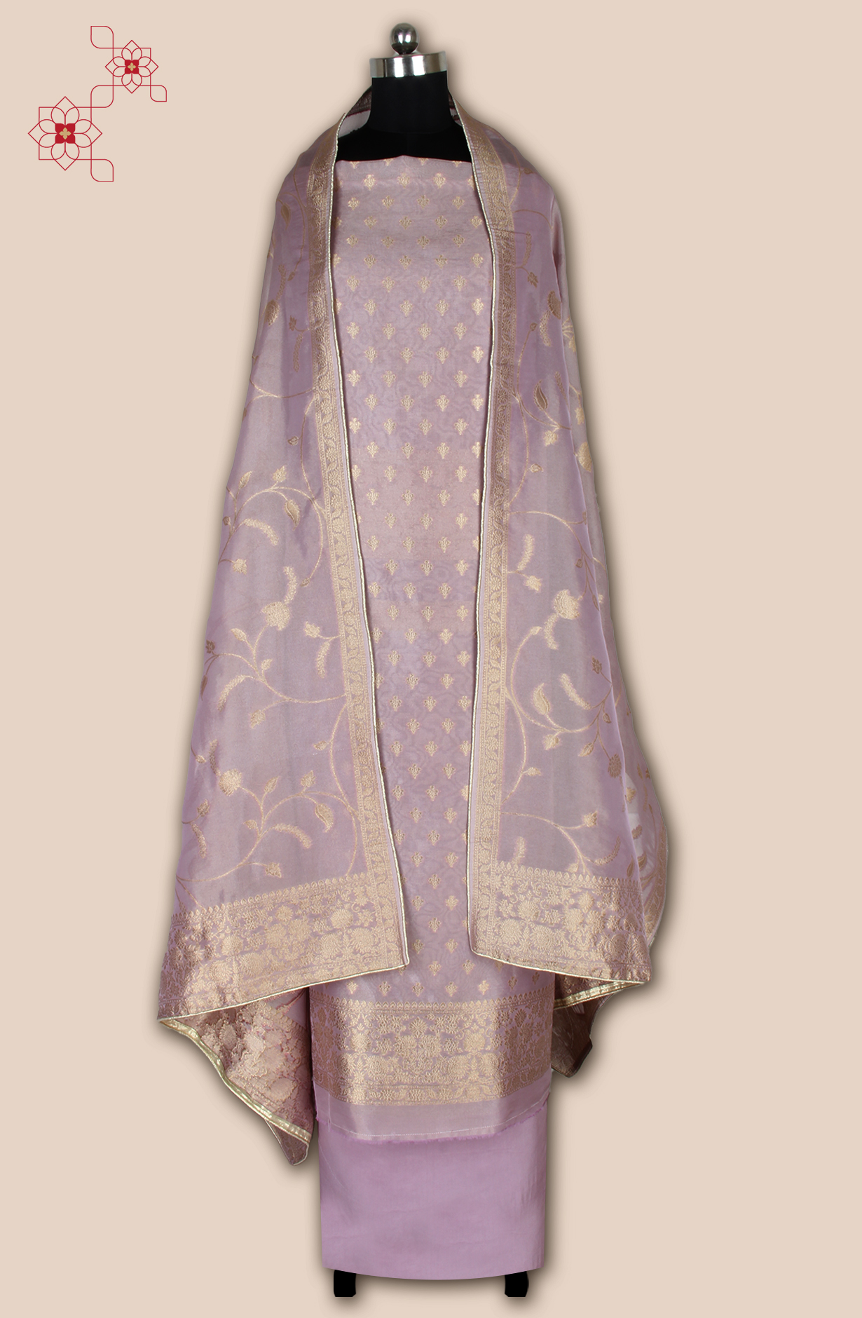 Purple Designer Tissue Silk Zari Brocade Work Unstitched Salwar Kameez - 1002-KV85801H