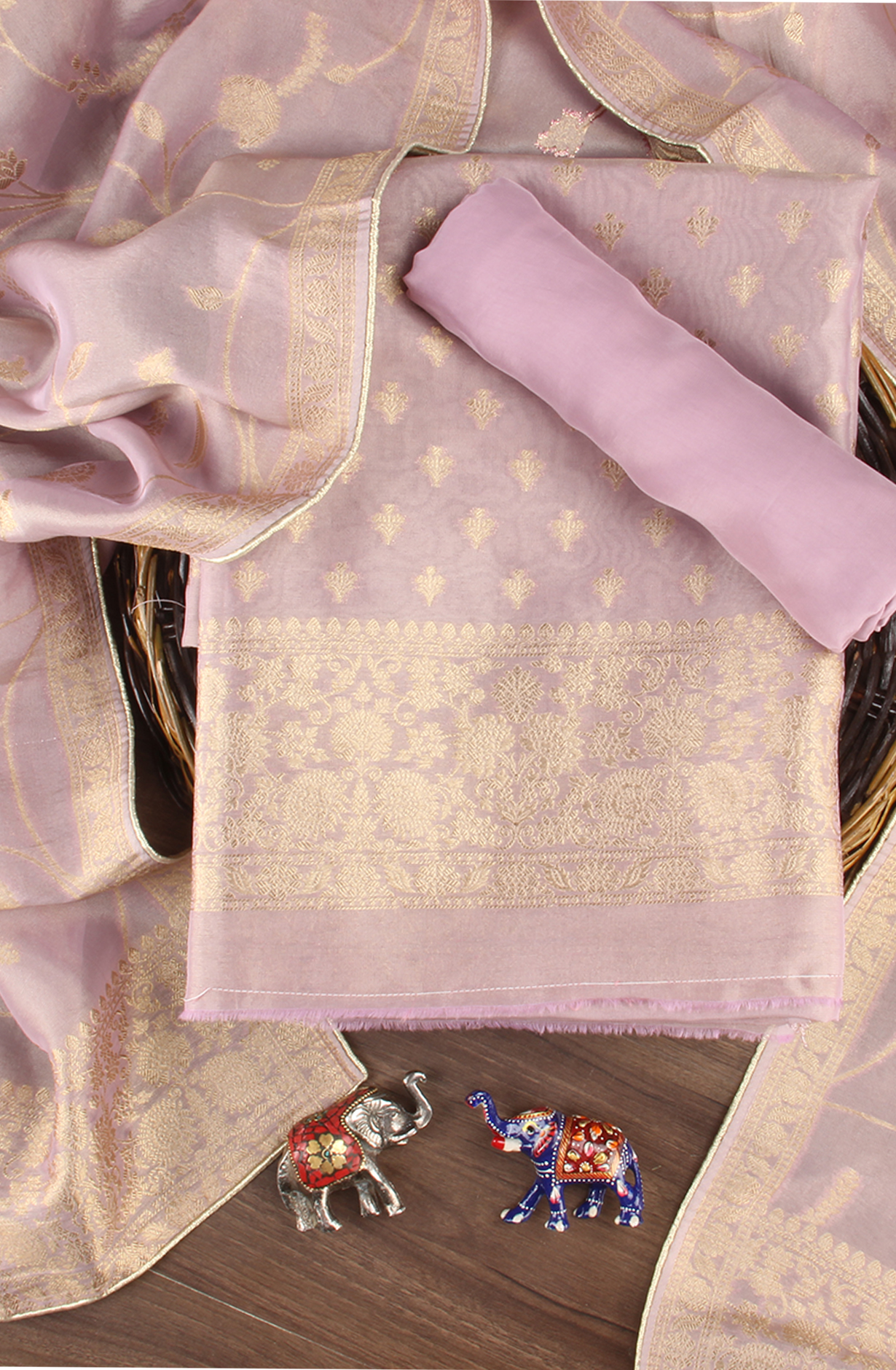 Purple Designer Tissue Silk Zari Brocade Work Unstitched Salwar Kameez - 1002-KV85801H