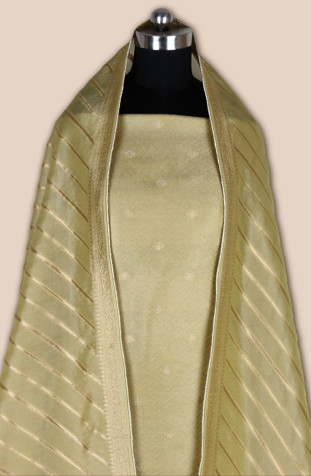 Mehndi Green Designer Tissue Silk Zari Brocade Work Unstitched Salwar Kameez - 1002-KV85804E