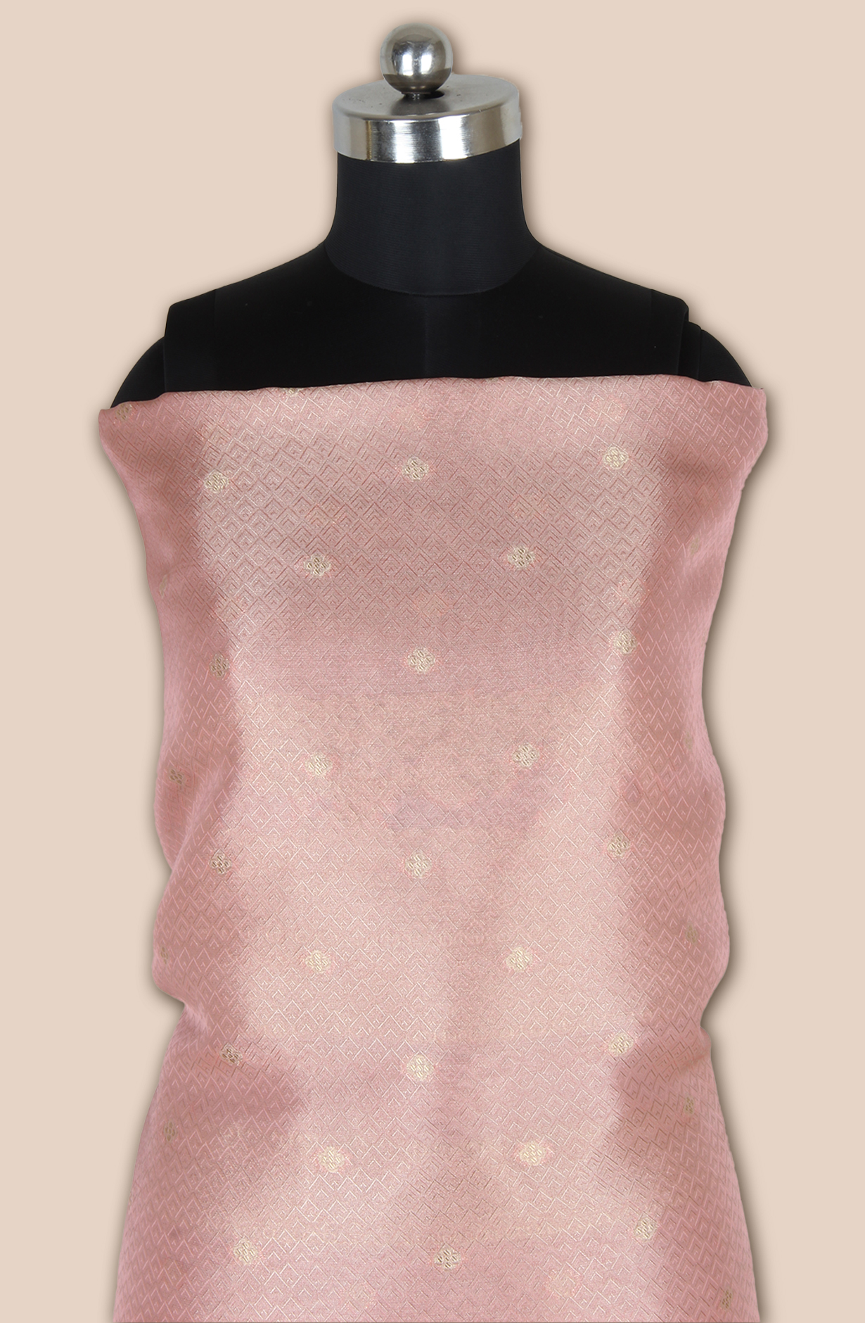 Peach Designer Tissue Silk Zari Brocade Work Unstitched Salwar Kameez - 1002-KV85804F