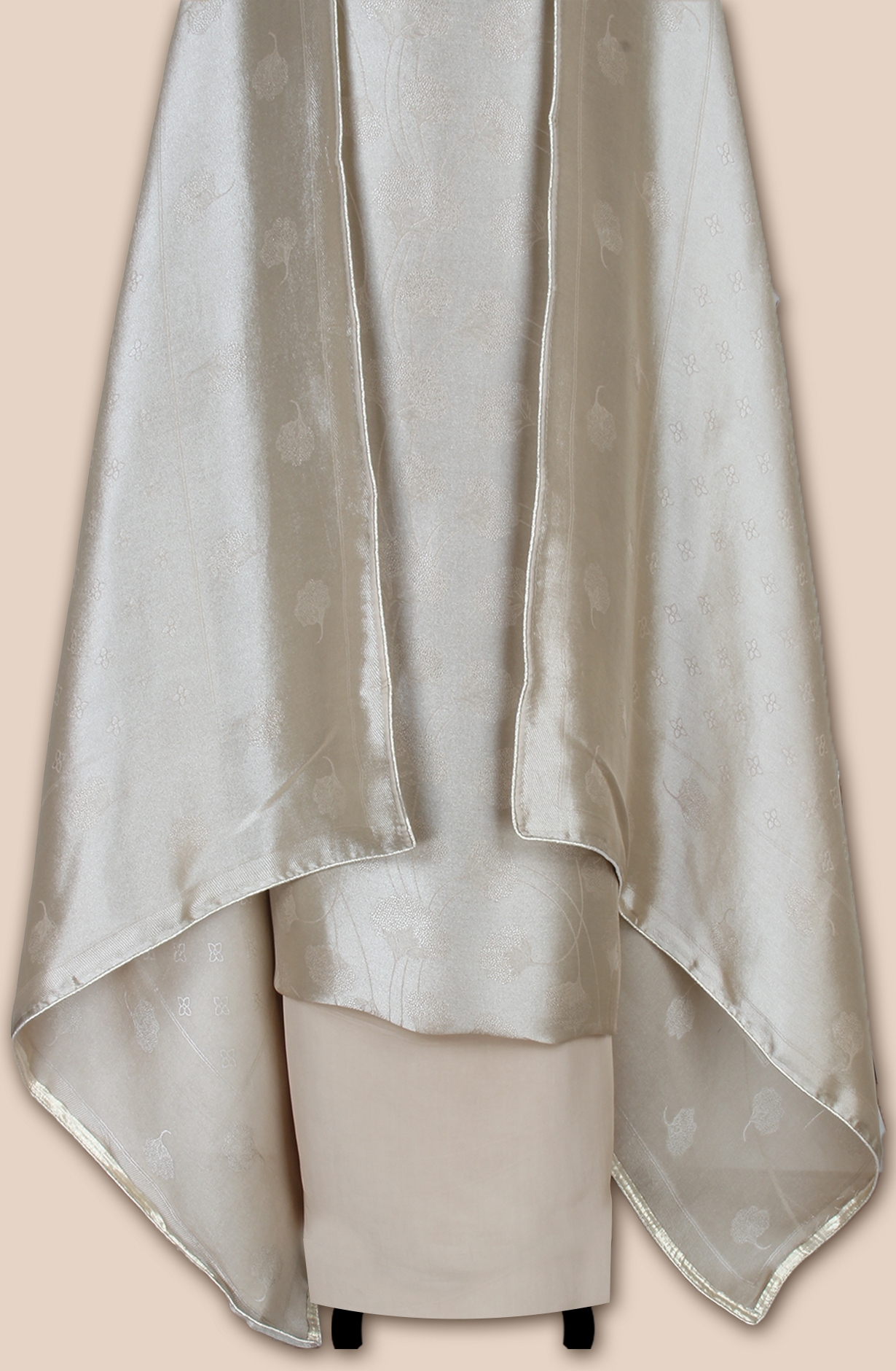 Beige Beautiful Silk Zari Brocade Work Unstitched Salwar Kameez - 1002-ZS9150H