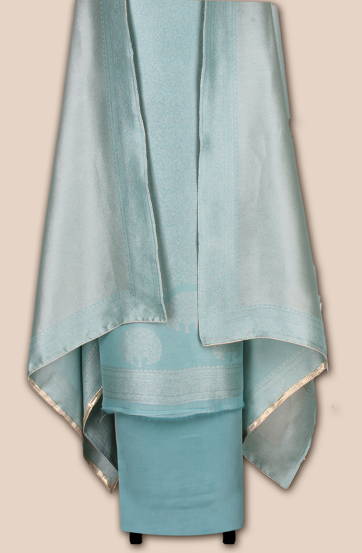 Sea Green Beautiful Silk Zari Brocade Work Unstitched Salwar Kameez - 1002-ZS92601F