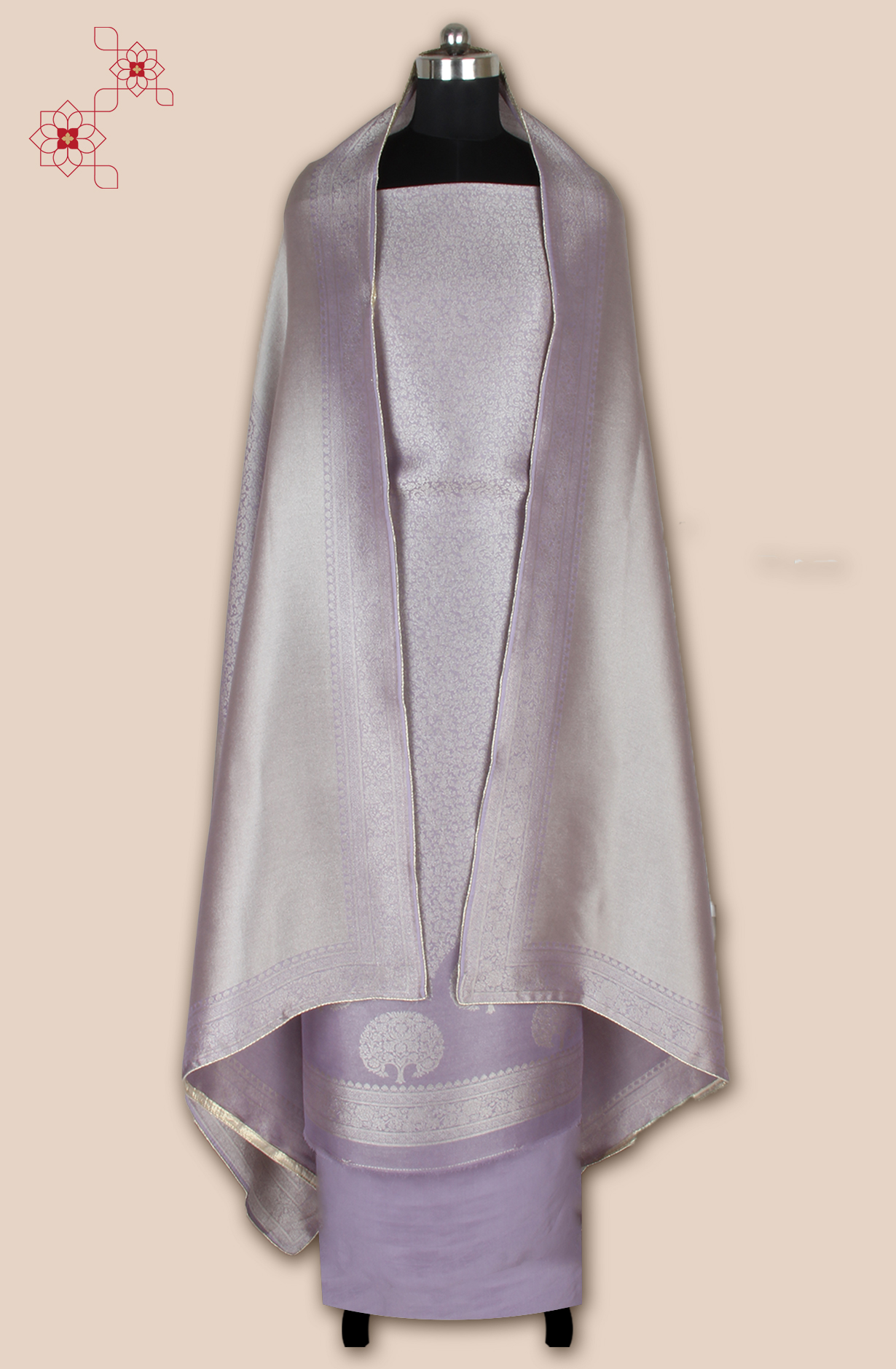 Purple Beautiful Silk Zari Brocade Work Unstitched Salwar Kameez - 1002-ZS92601G