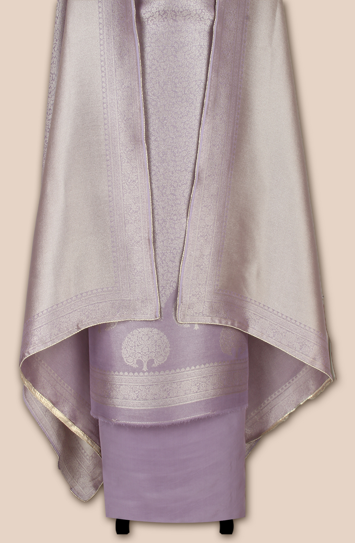 Purple Beautiful Silk Zari Brocade Work Unstitched Salwar Kameez - 1002-ZS92601G