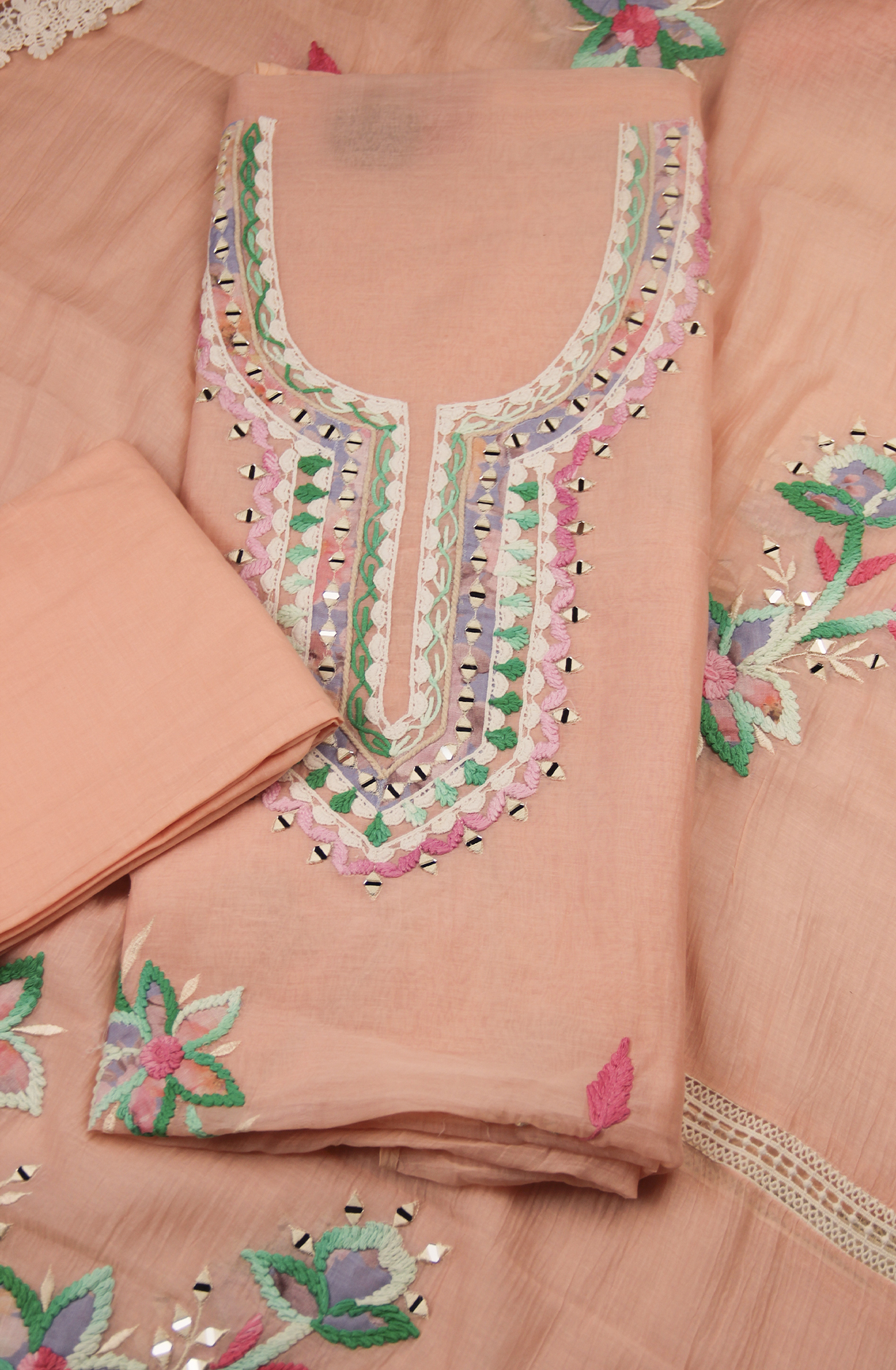 Chanderi Embroidered Suit Set with Beautiful Dupatta - 1006-31