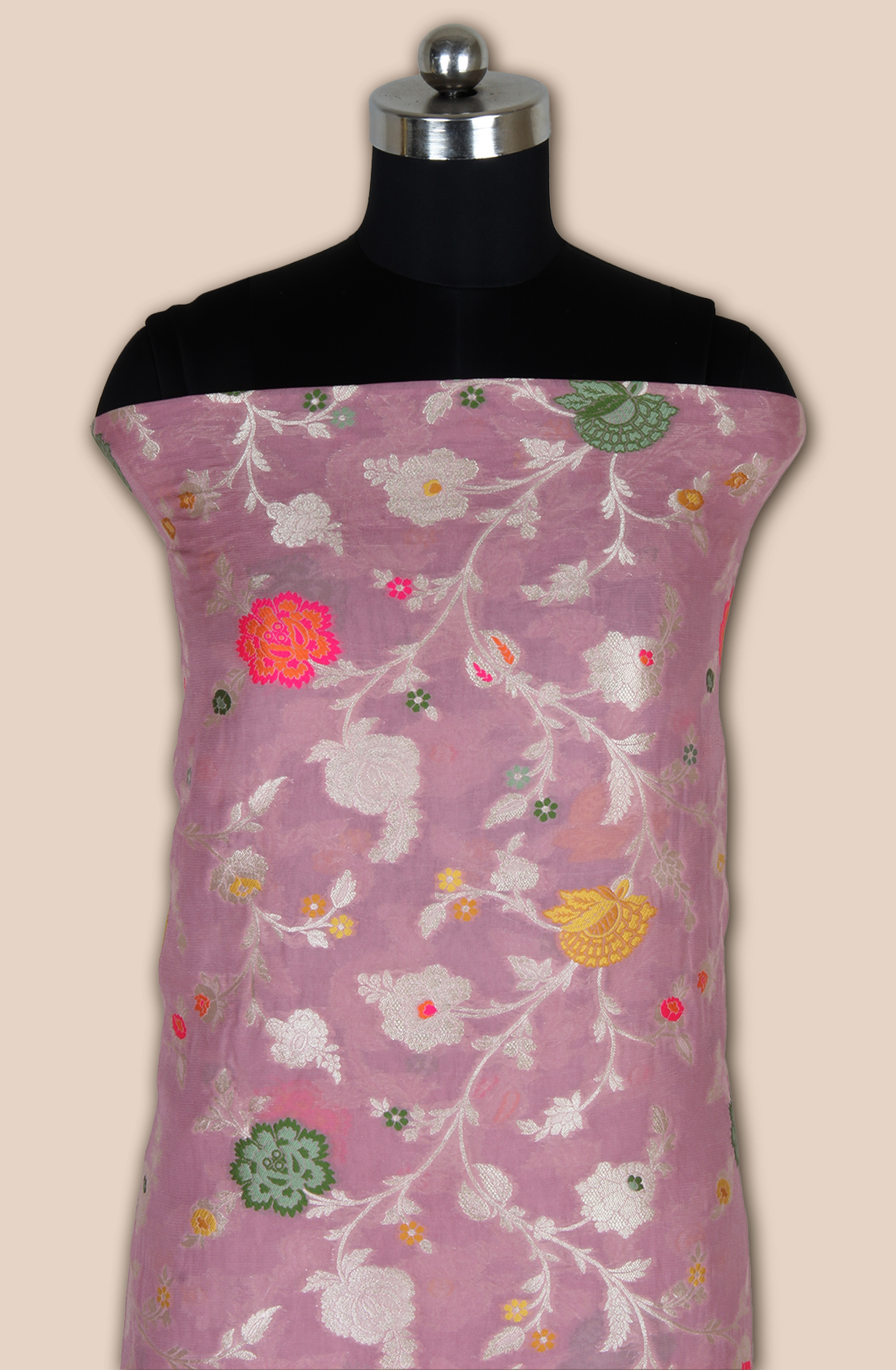 Beautiful Mauve Georgette Zari Brocade Work Unstitched Salwar Kameez - 1002-GM326B