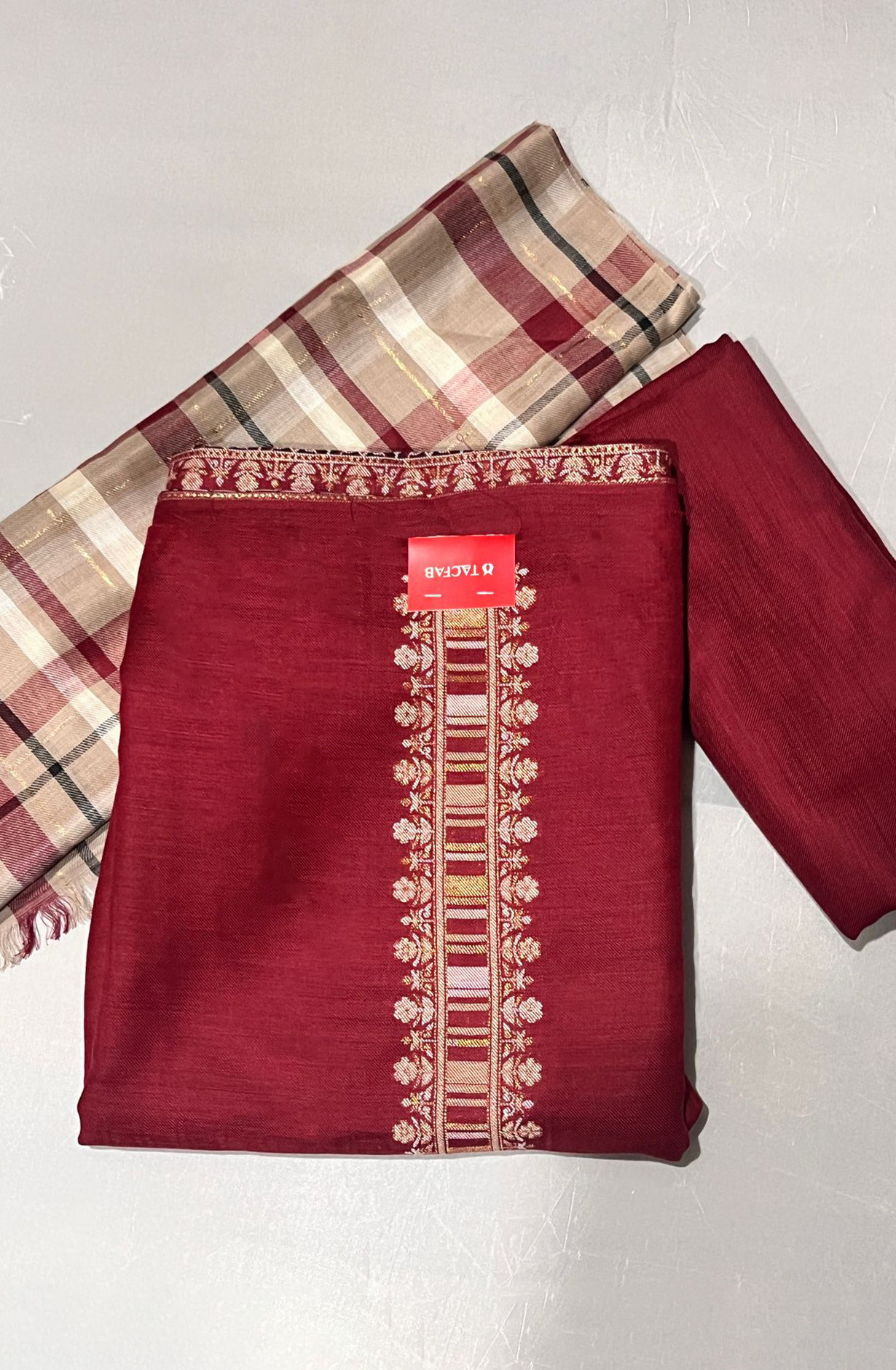 Red Pashmina Suit set with Pashmina Dupatta- PASH1411