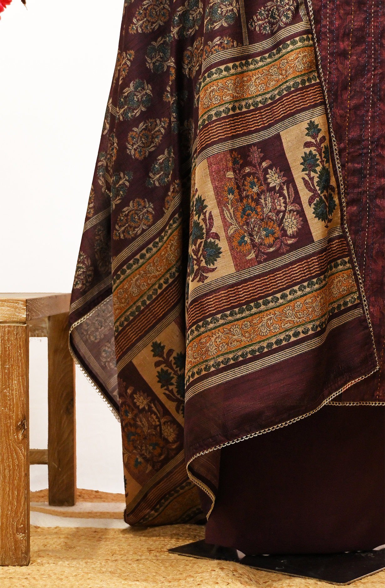 Wine Moonga Silk Suit Set with Beautiful Dupatta - 1019-FA378C