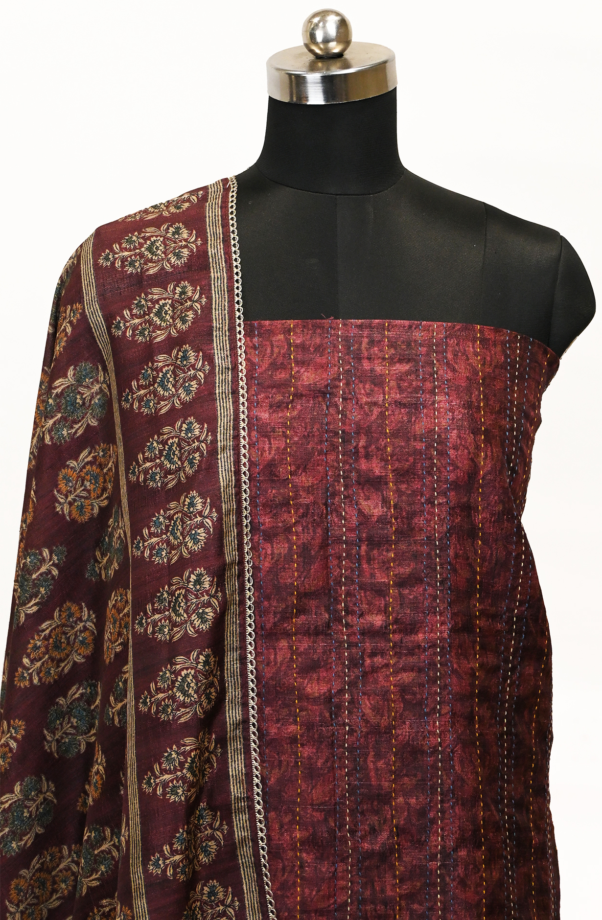 Wine Moonga Silk Suit Set with Beautiful Dupatta - 1019-FA378C