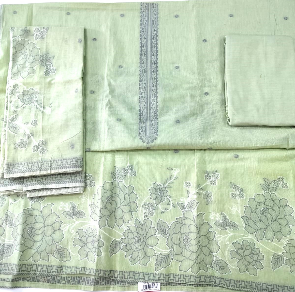 Green Cotton Suit set with Cotton Dupatta- 1020-4925