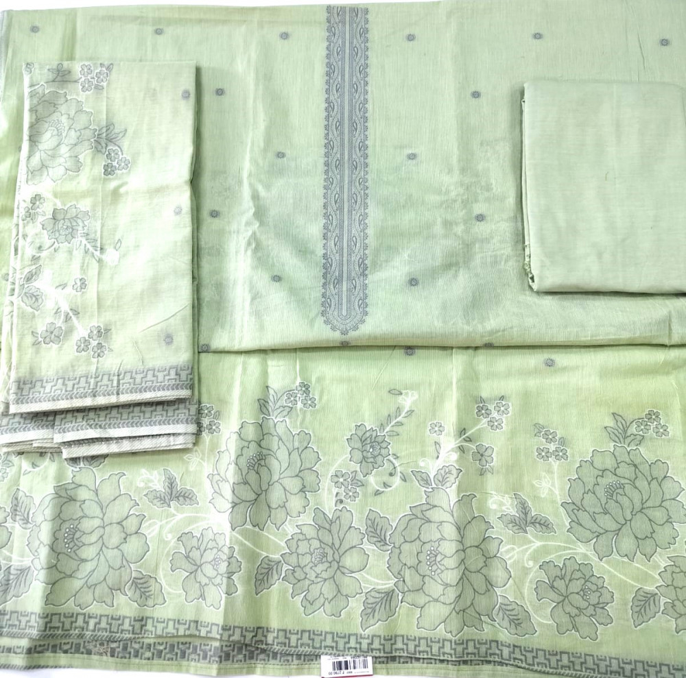Image of Green Cotton Suit set with Cotton Dupatta- 1020-4925