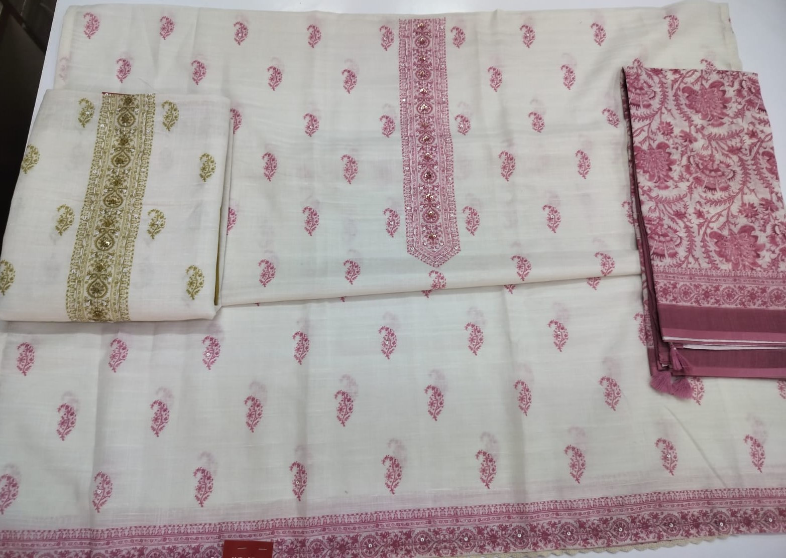 White Cotton Suit set with Cotton Dupatta- 1020-4966