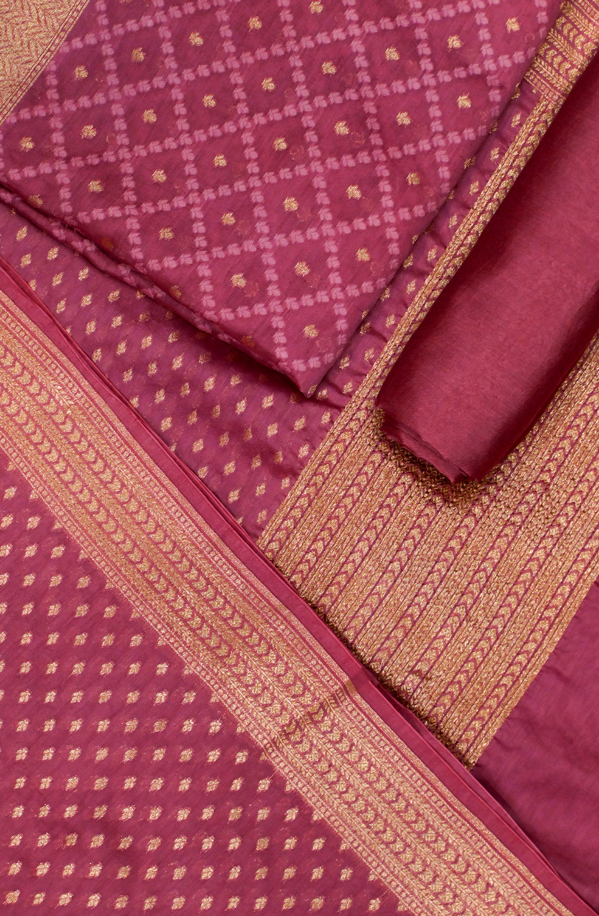 Mauve Banarsi Suit Set with Dupatta - 1021-PAURI-1C