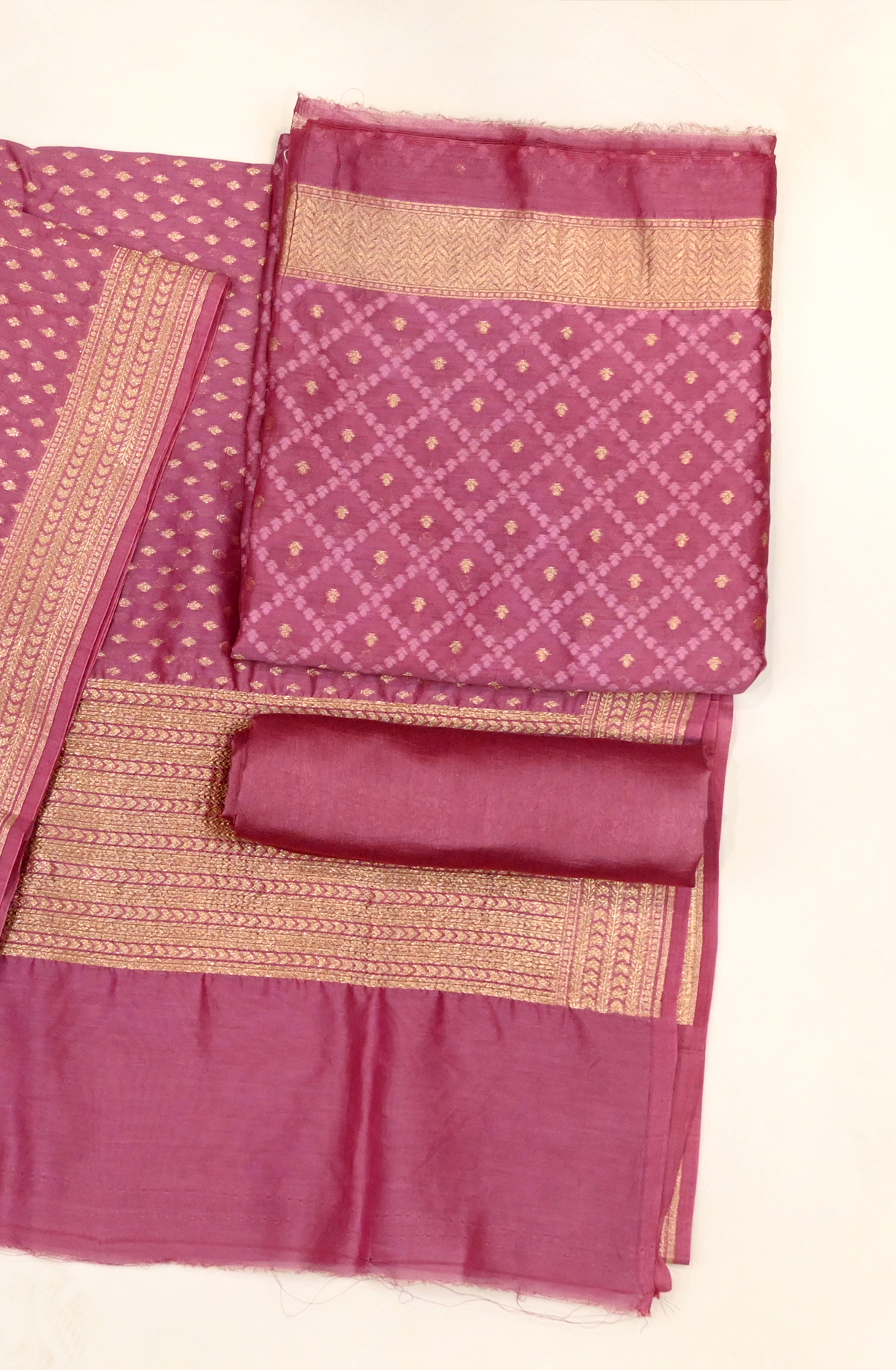 Mauve Banarsi Suit Set with Dupatta - 1021-PAURI-1C