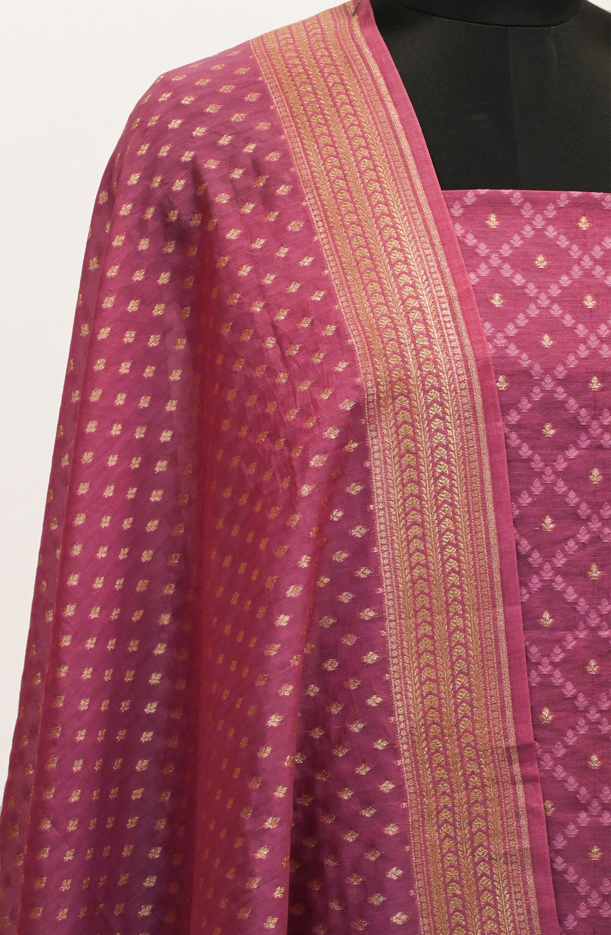 Mauve Banarsi Suit Set with Dupatta - 1021-PAURI-1C