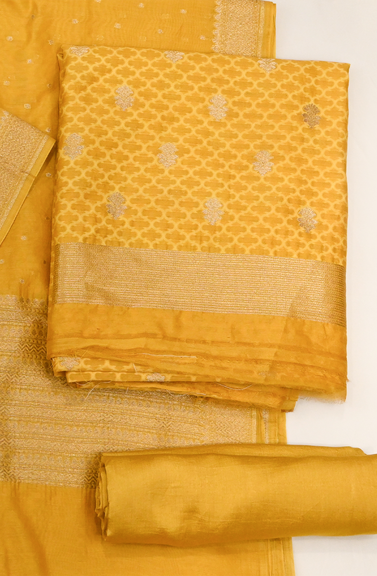 Yellow Banarsi Suit Set with Dupatta - 1021-PAURI-2E