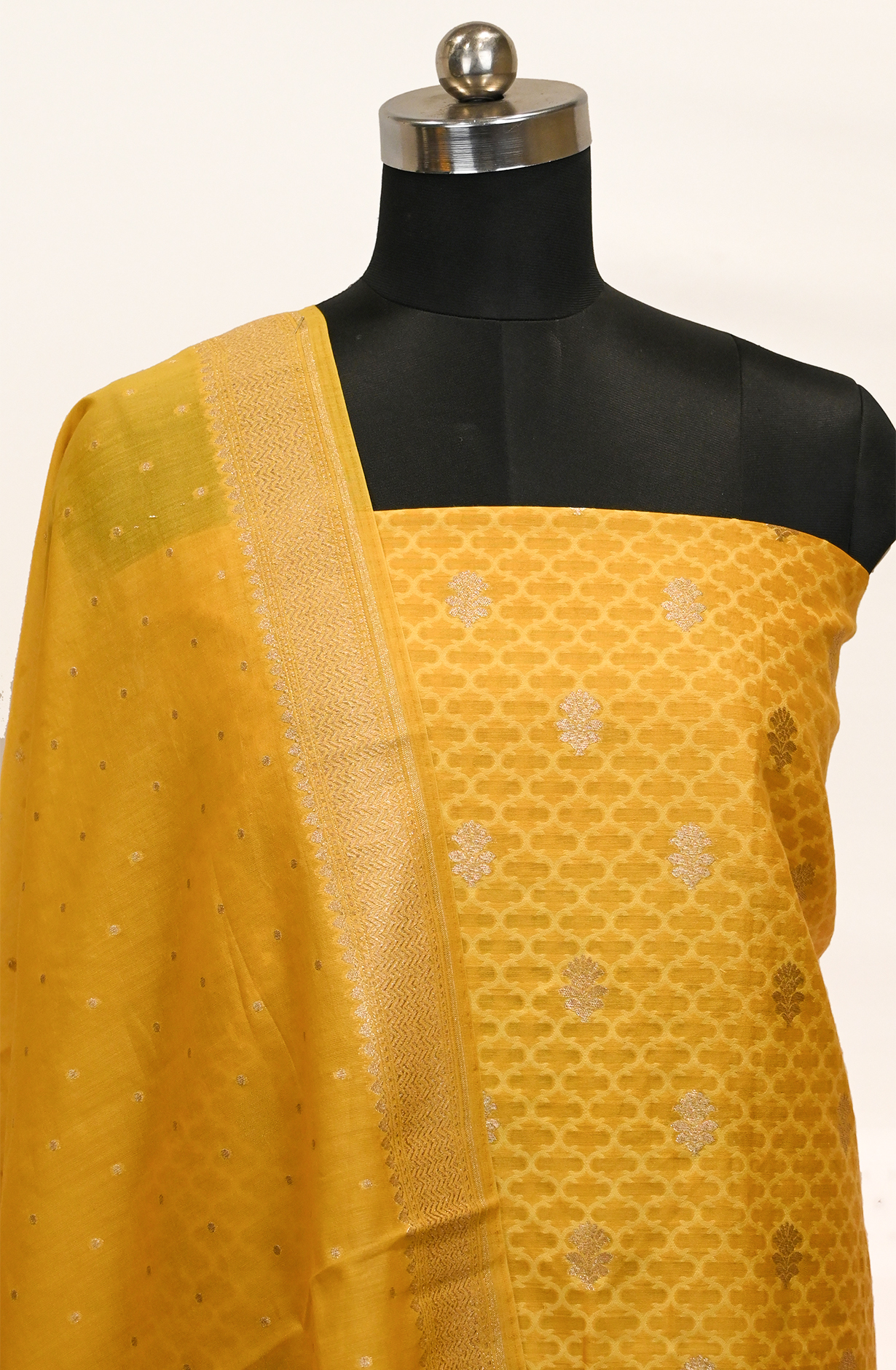 Yellow Banarsi Suit Set with Dupatta - 1021-PAURI-2E