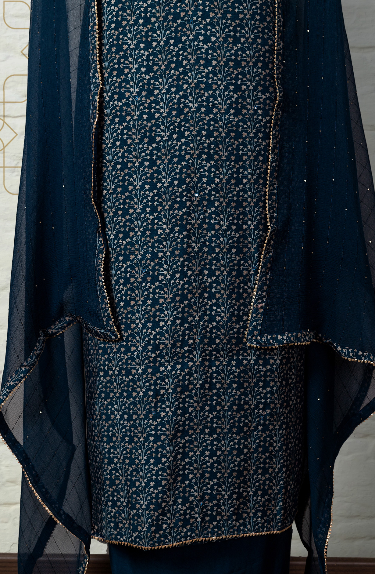 Teal Modal Silk Salwar Kameez with Chiffon Dupatta - 912-YRT09713