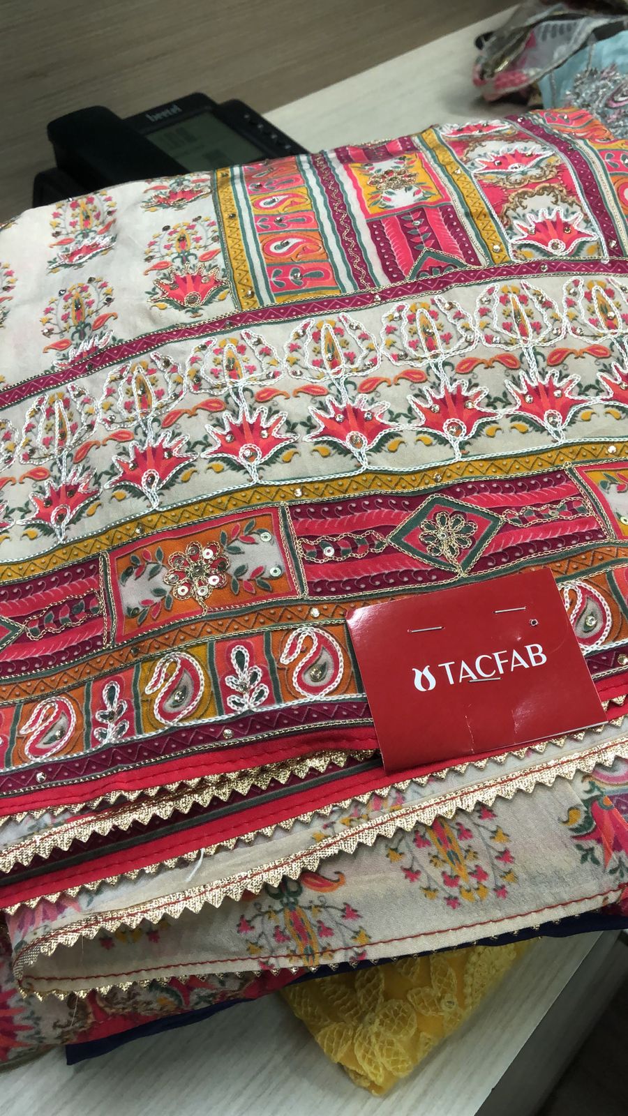 Multi-coloured Chinon Digital Printed Suit-sets with Chiffon Dupatta - 106-681A