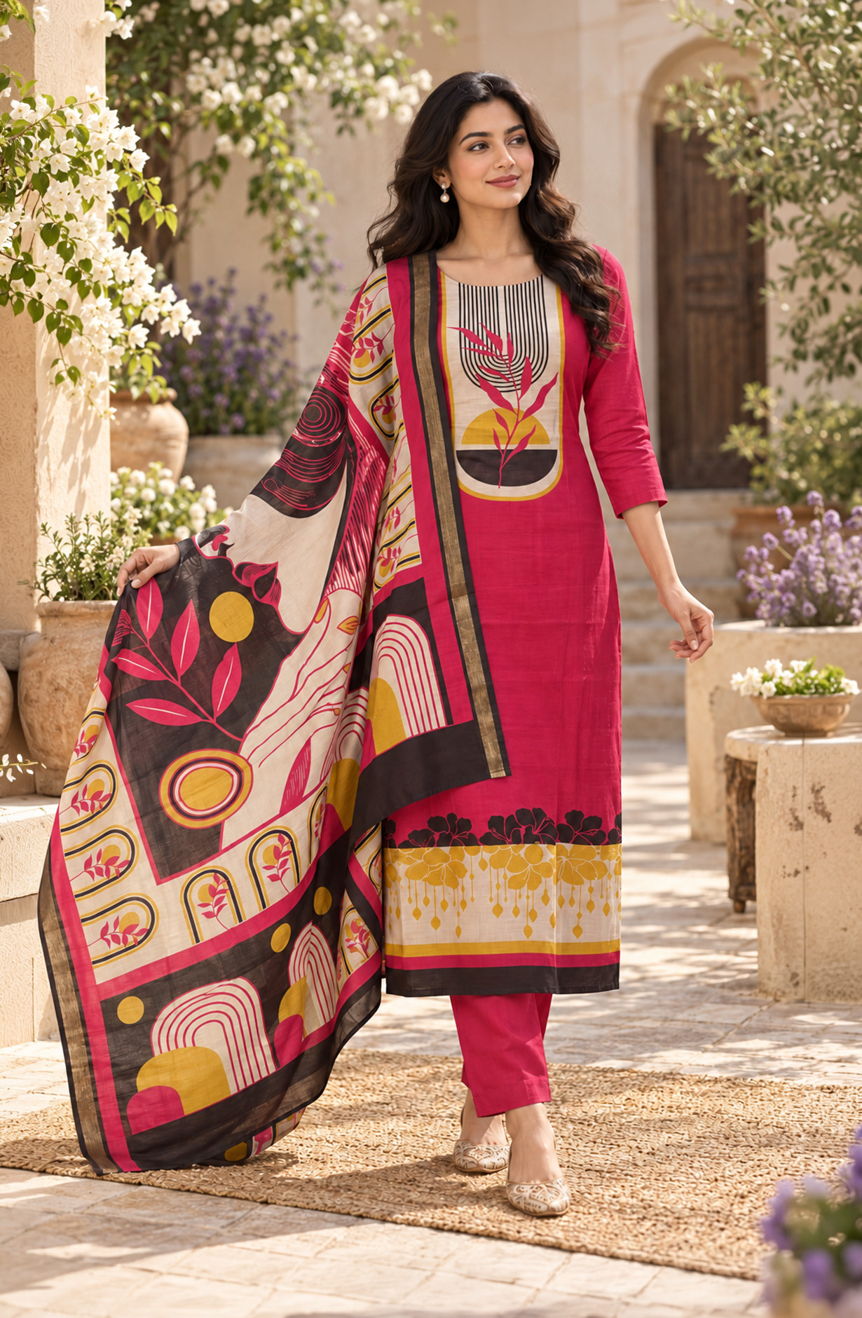 Rani Maheshwari Unstitched Suit-Set with Beautiful Dupatta - 1020-6011