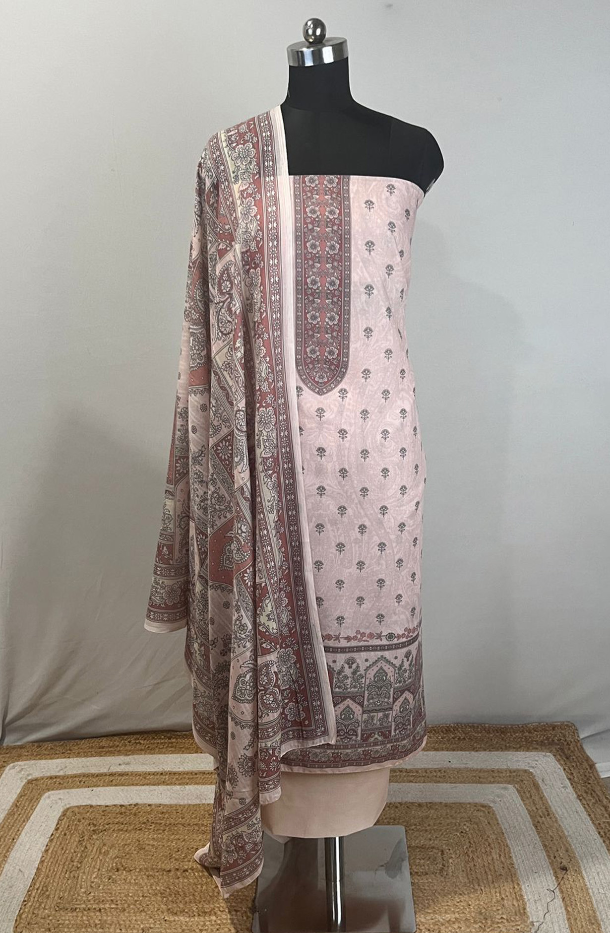 Peach Cotton Beautiful Suit Set with Dupatta - NOOR1002