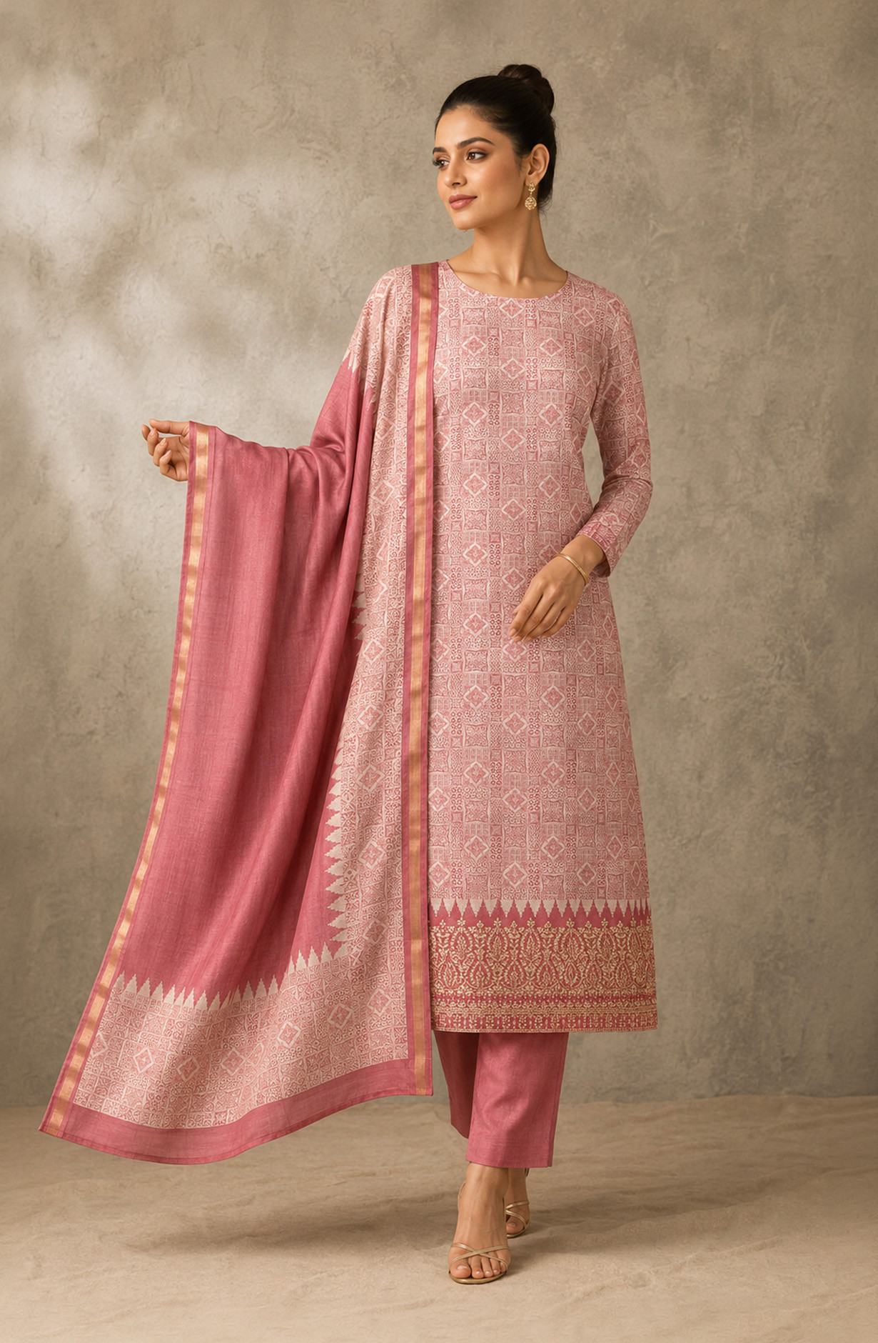 Pink Silk Unstitched Suit Set with Beautiful Dupatta - 944-NK679
